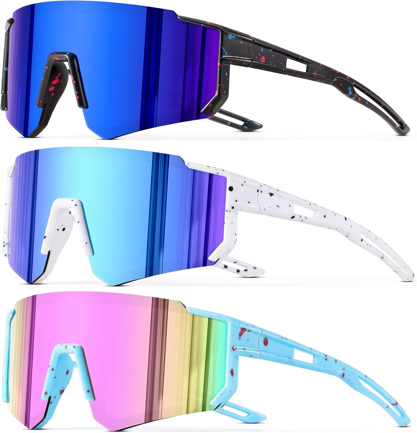3PACK Kids Sunglasses Polarized Youth Baseball Sunglasses Boys Girls Softball Cy...