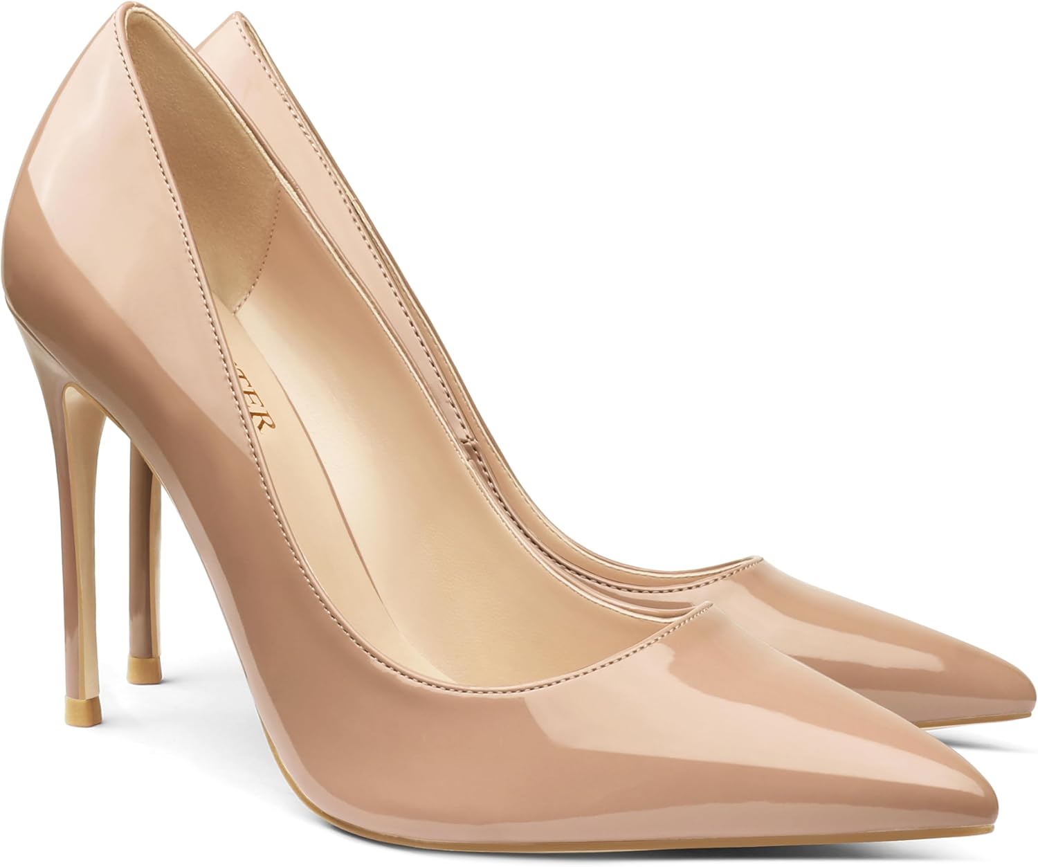COLETER Women's 4 Inch Pumps Pointy Toe Wedding Dress Shoes Slip on Stiletto Pum...