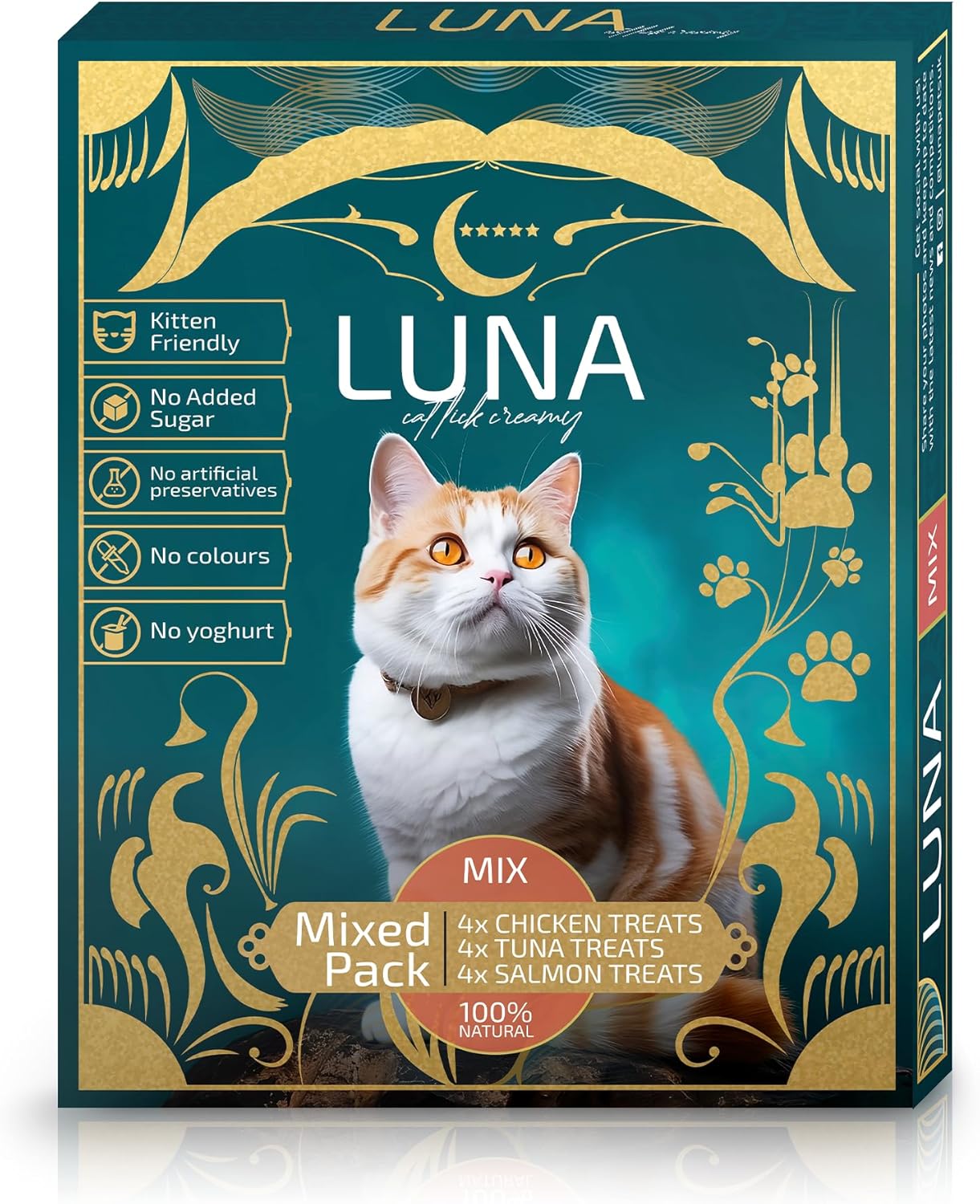 LUNA Premium Lickable Cat Treats - 100% Natural Creamy Kitten Treats for Kitty,...