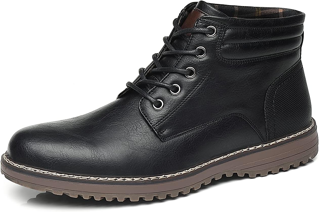 TOP STAKA Men's Boots, Leather Lace Up Winter Shoes for Work, Travel, Business,...
