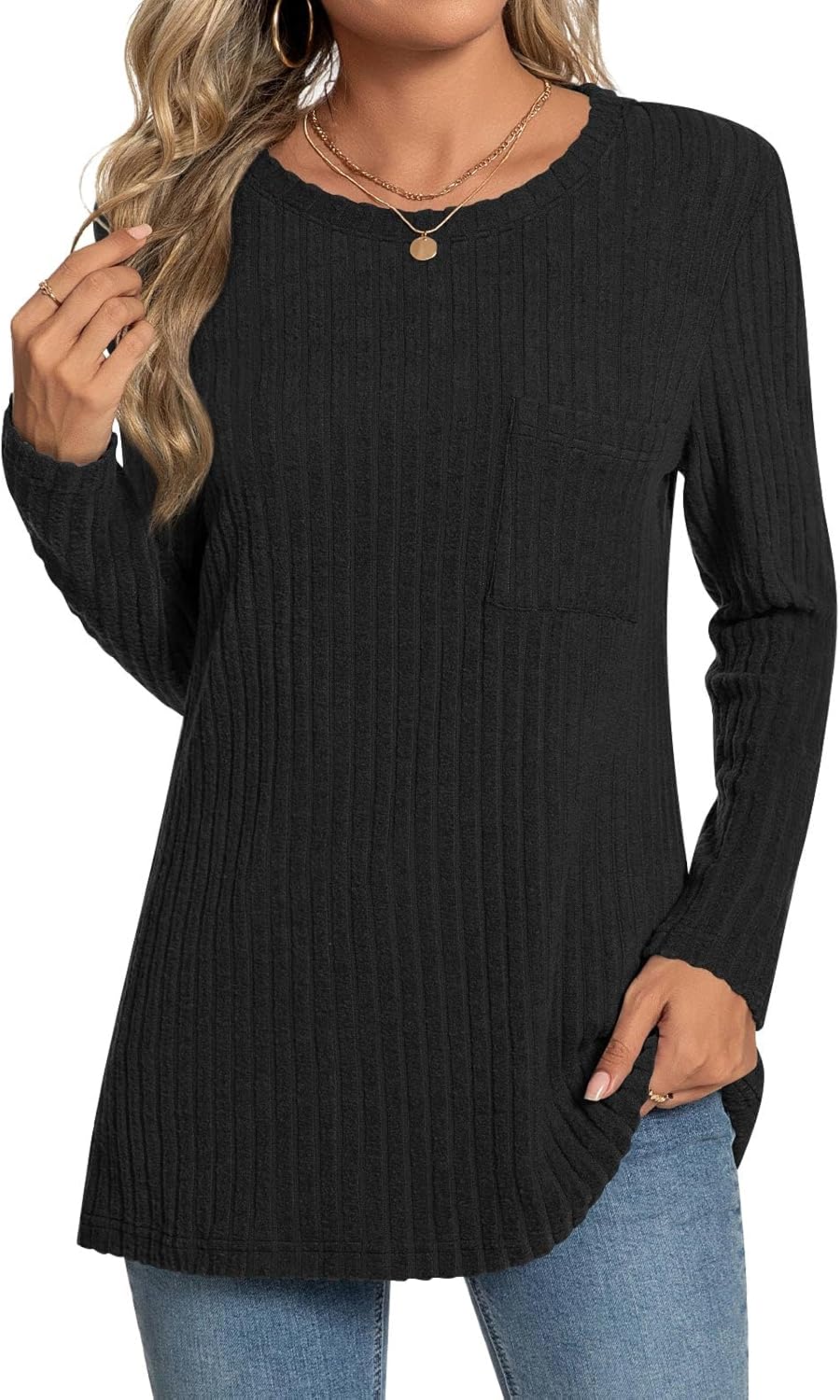 Bestbee Ladies Fall Long Sleeve Jumpers Crew Neck Tunic Dressy Sweater Shirts fo...