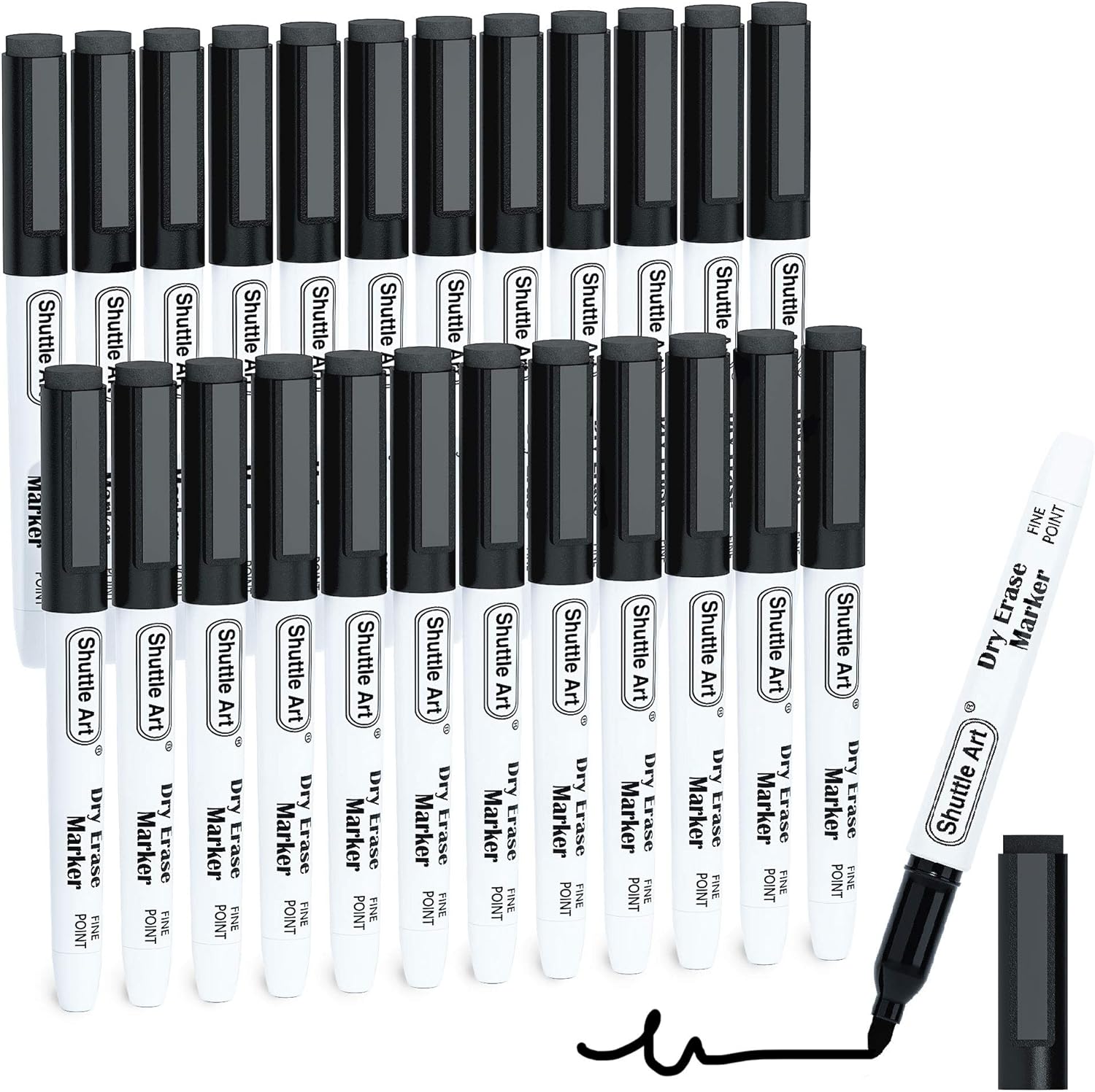 Magnetic Whiteboard Pens Black, Shuttle Art 25 Pac...