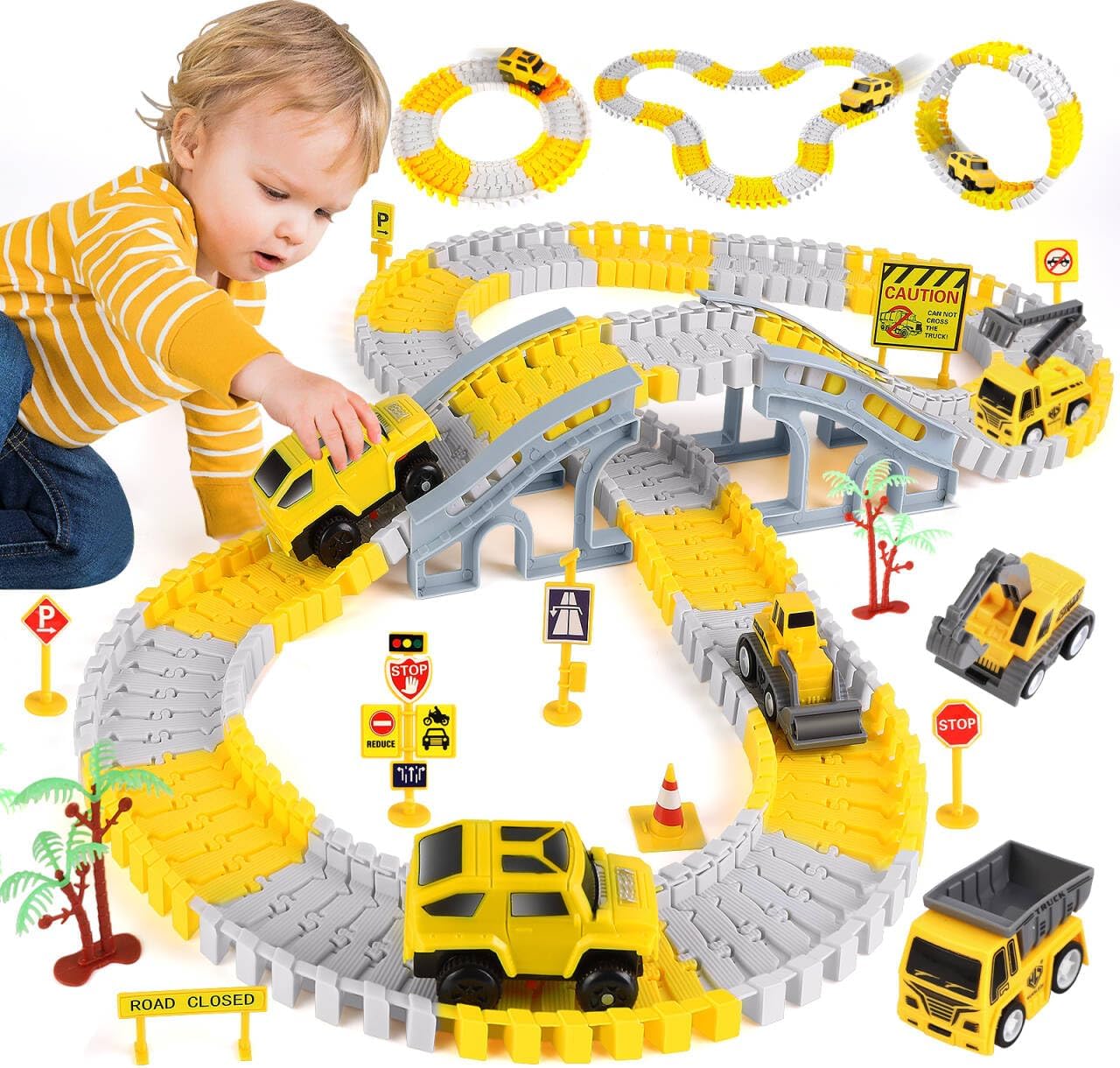 Construction Race Track Toys, Create A Engineering Road Games for Kids Toys, Fle...