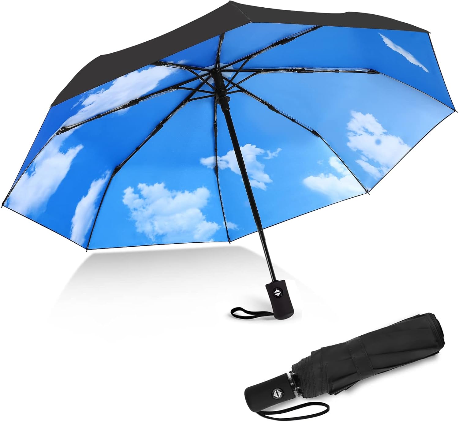 JIGUOOR Compact Travel Umbrella Windproof Strong UV Protection Umbrella for Wome...