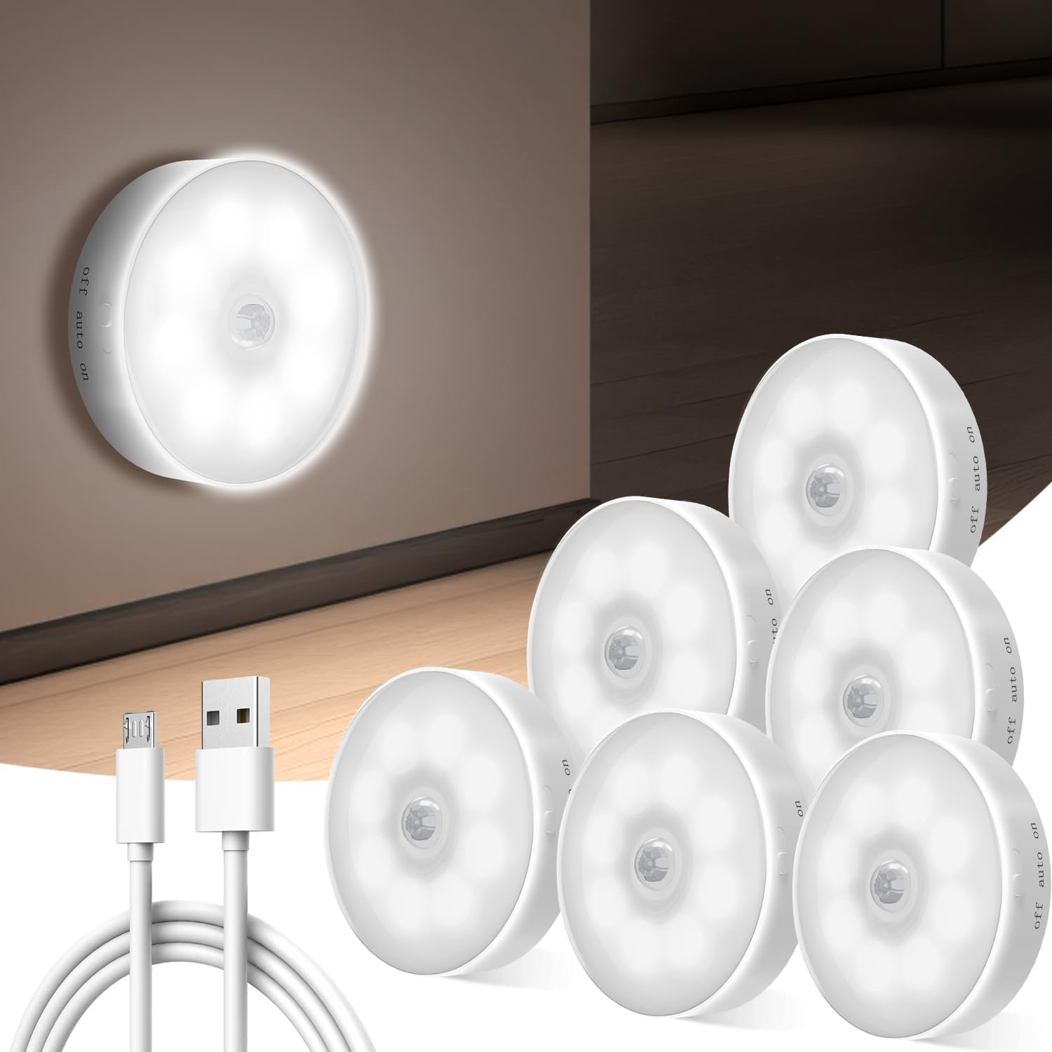 Motion Sensor Lights Indoor, Stair Lights, LED Rechargeable Light Sensor Indoor...