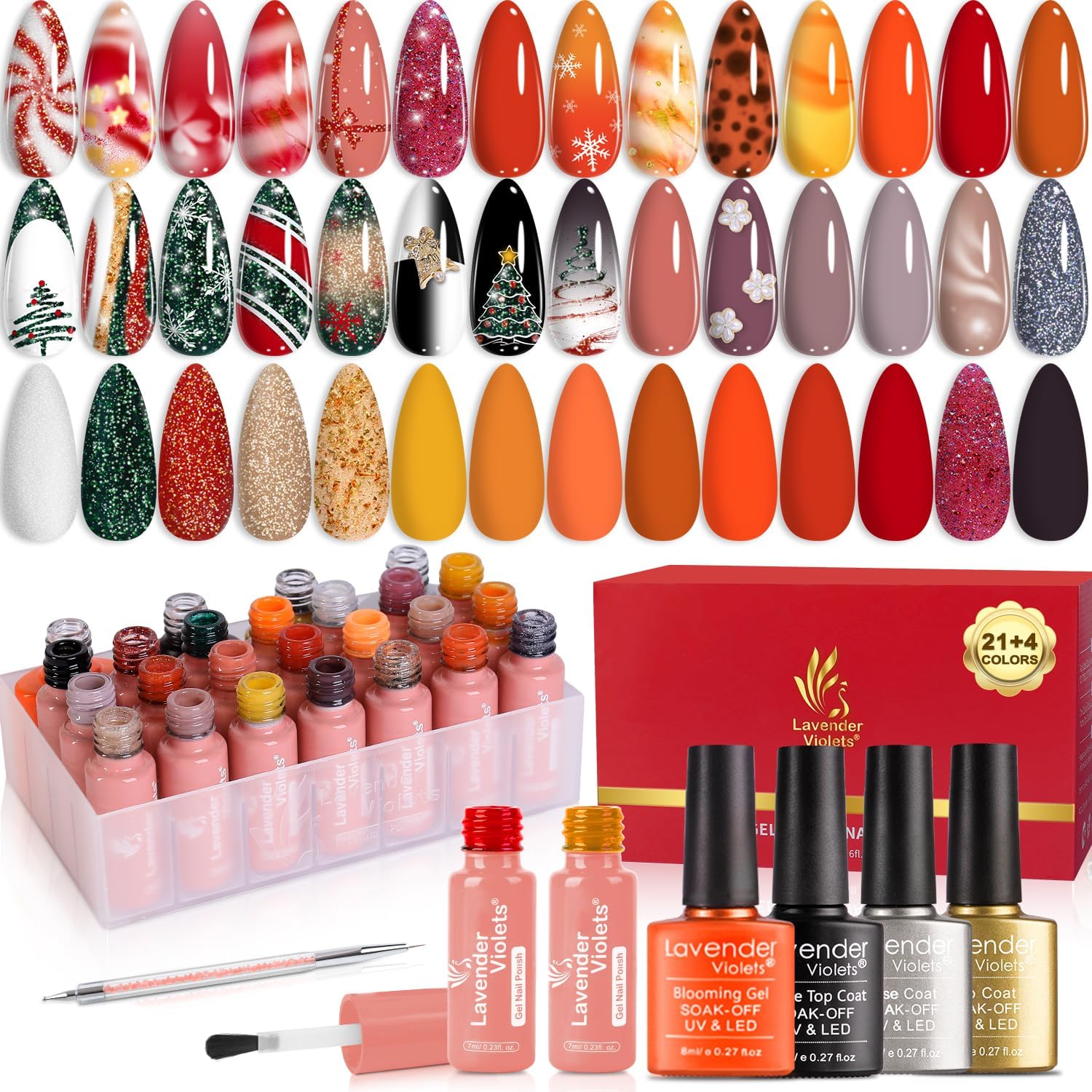 Lavender Violets 25 Pcs UV Gel Nail Polish Pear White Grey Nude Red Green Gold G...