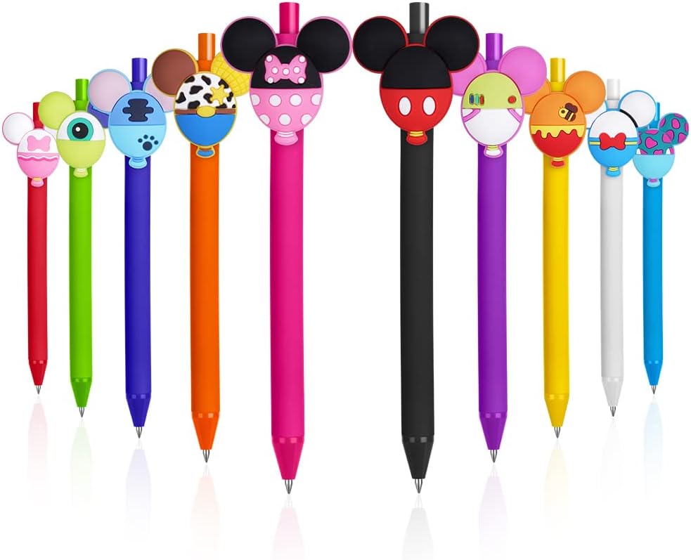 AUAUY 10PCS Cartoon Ballpoint Pens, Cute Mouse Head Character Ears Pens, Retract...