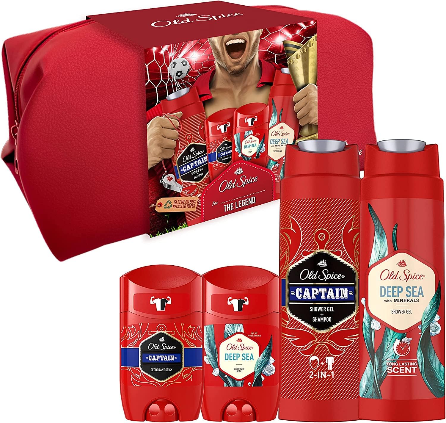 Old Spice Footballer Gift Bag: Mens Deodorant Stick And Shower Gel Gift Set For...