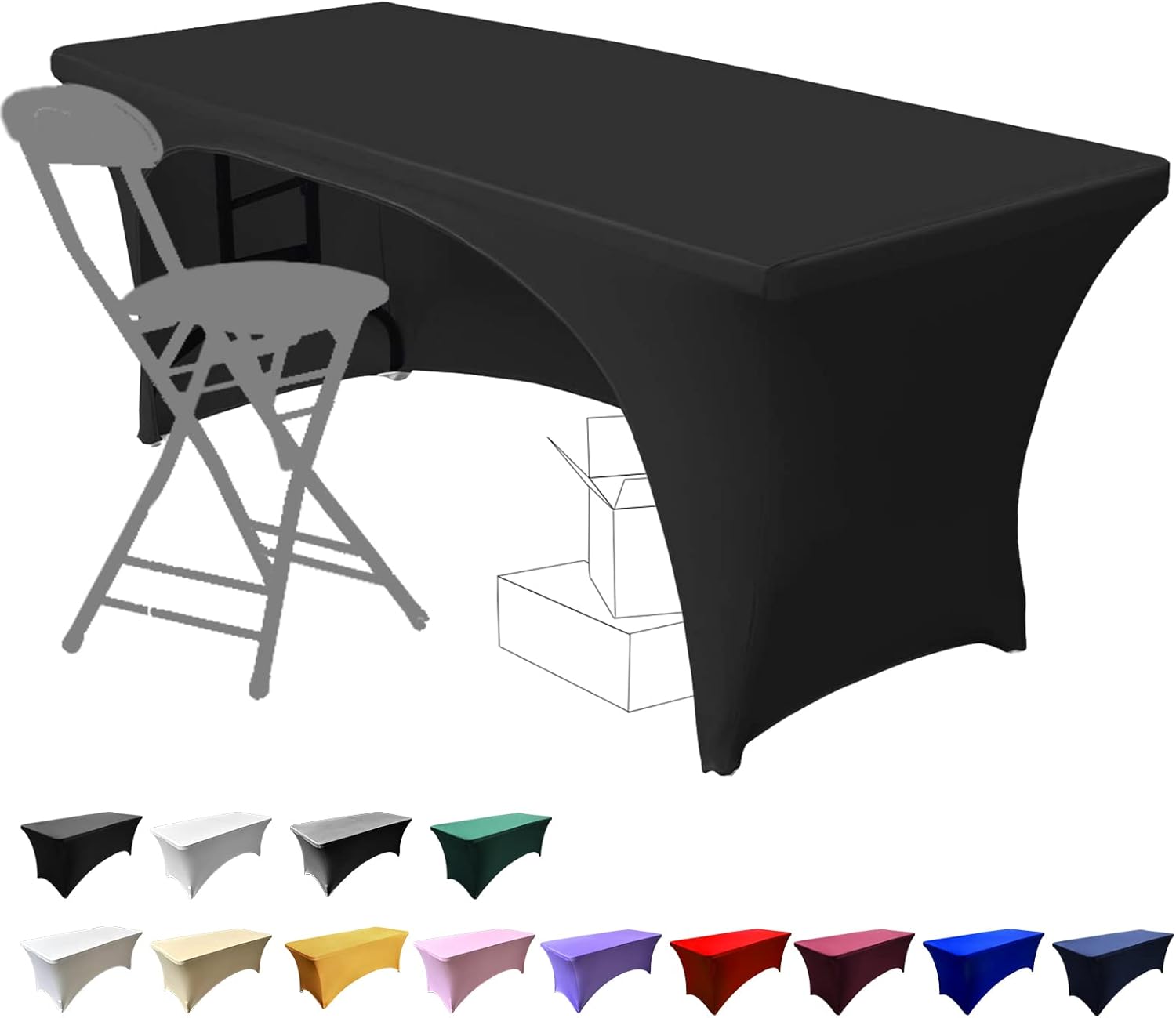 Dololoo Stretchable Tablecloths 6ft for Rectangle Tables with Open Back, Fitted...