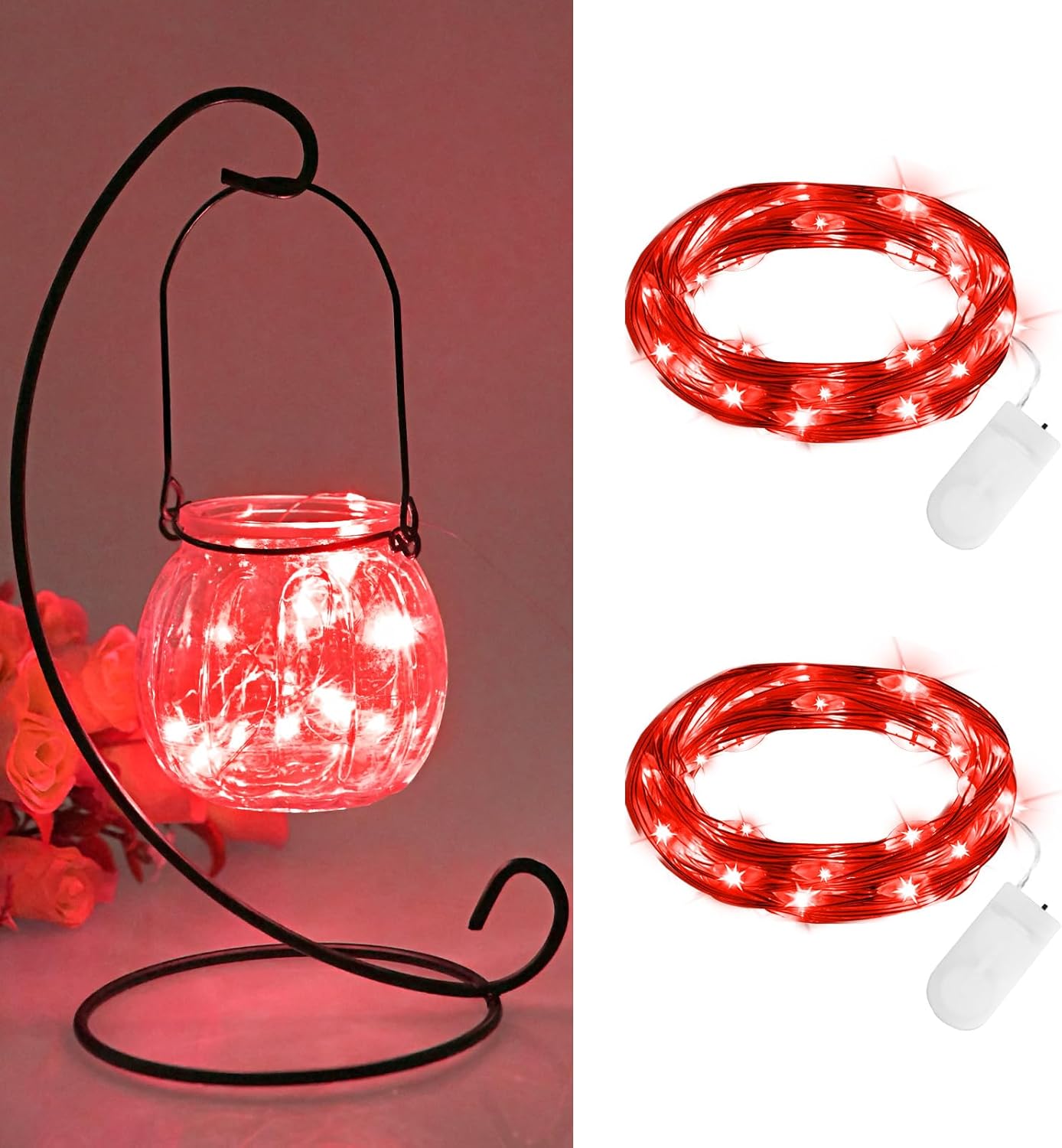 FFZZKJ 2 Packs Micro Fairy Lights Battery Operated Indoor 6.6Ft 20LED Copper Wir...