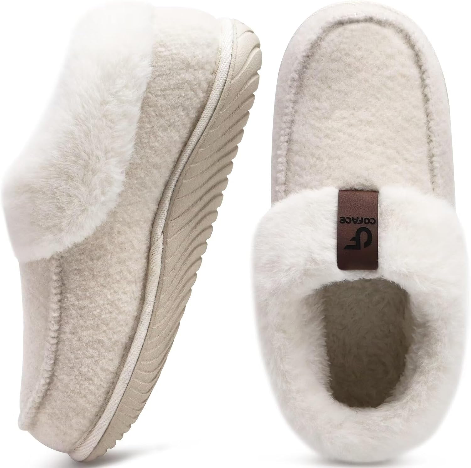 COFACE Women's Memory Foam House Slippers Arch Support Moccasin Winter Shoes Lad...