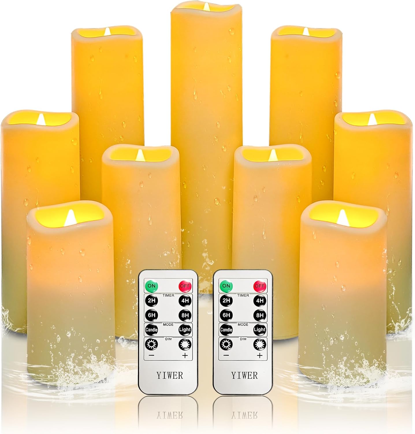 YIWER Waterproof led Flameless Candles,Outdoor Indoor Battery Operated Flickerin...