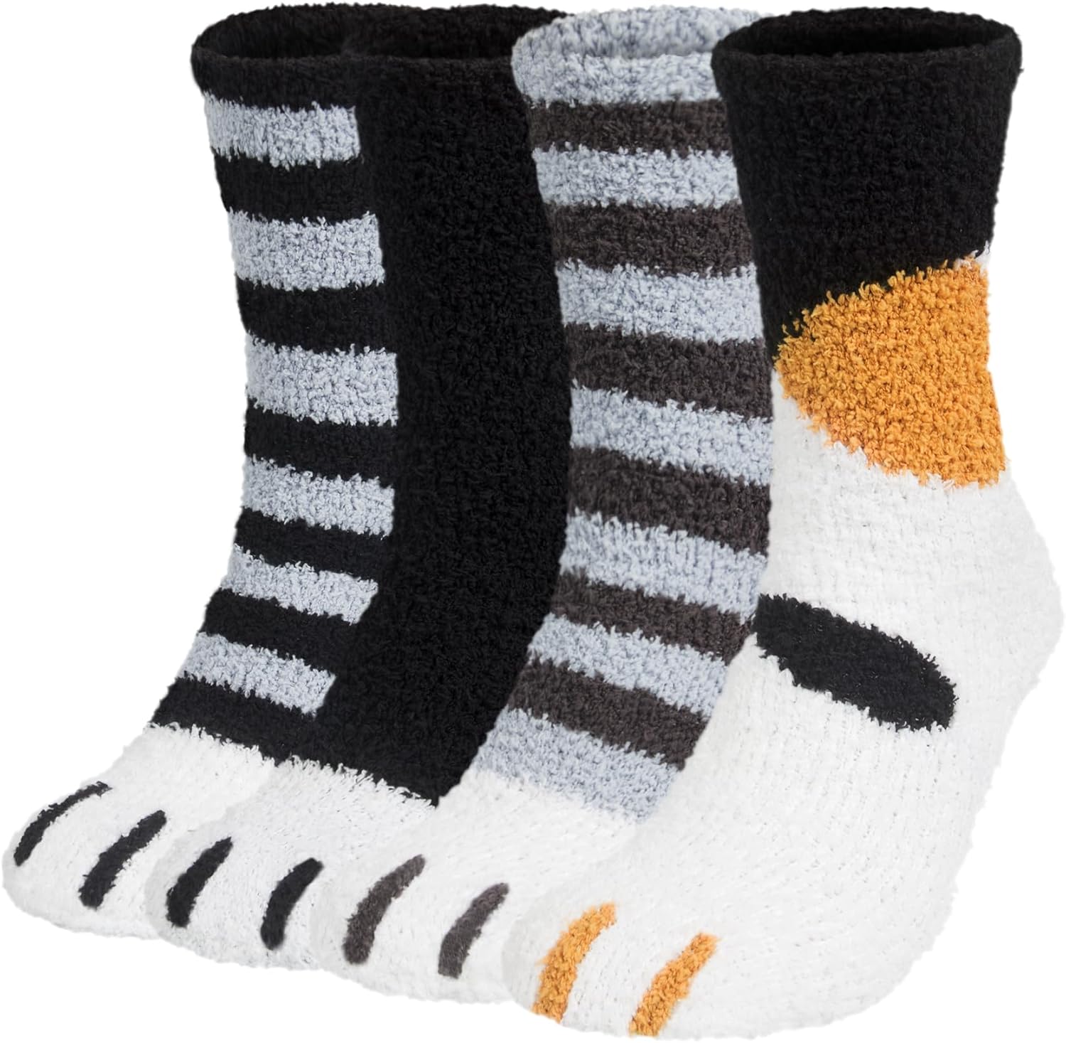 Justay Comf 4 Pairs Mens Fluffy Slipper Socks, Thermal Anti-Slip High Elasticity...