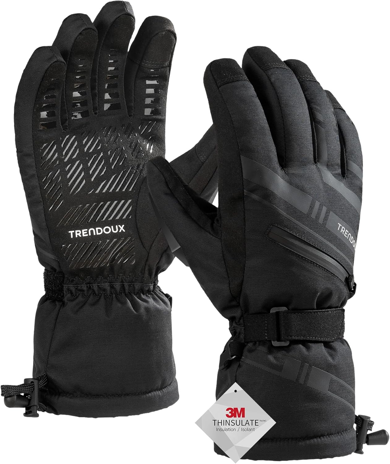 TRENDOUX Waterproof Touchscreen Ski Gloves: -40℉ Unisex Windproof Extreme Cold W...
