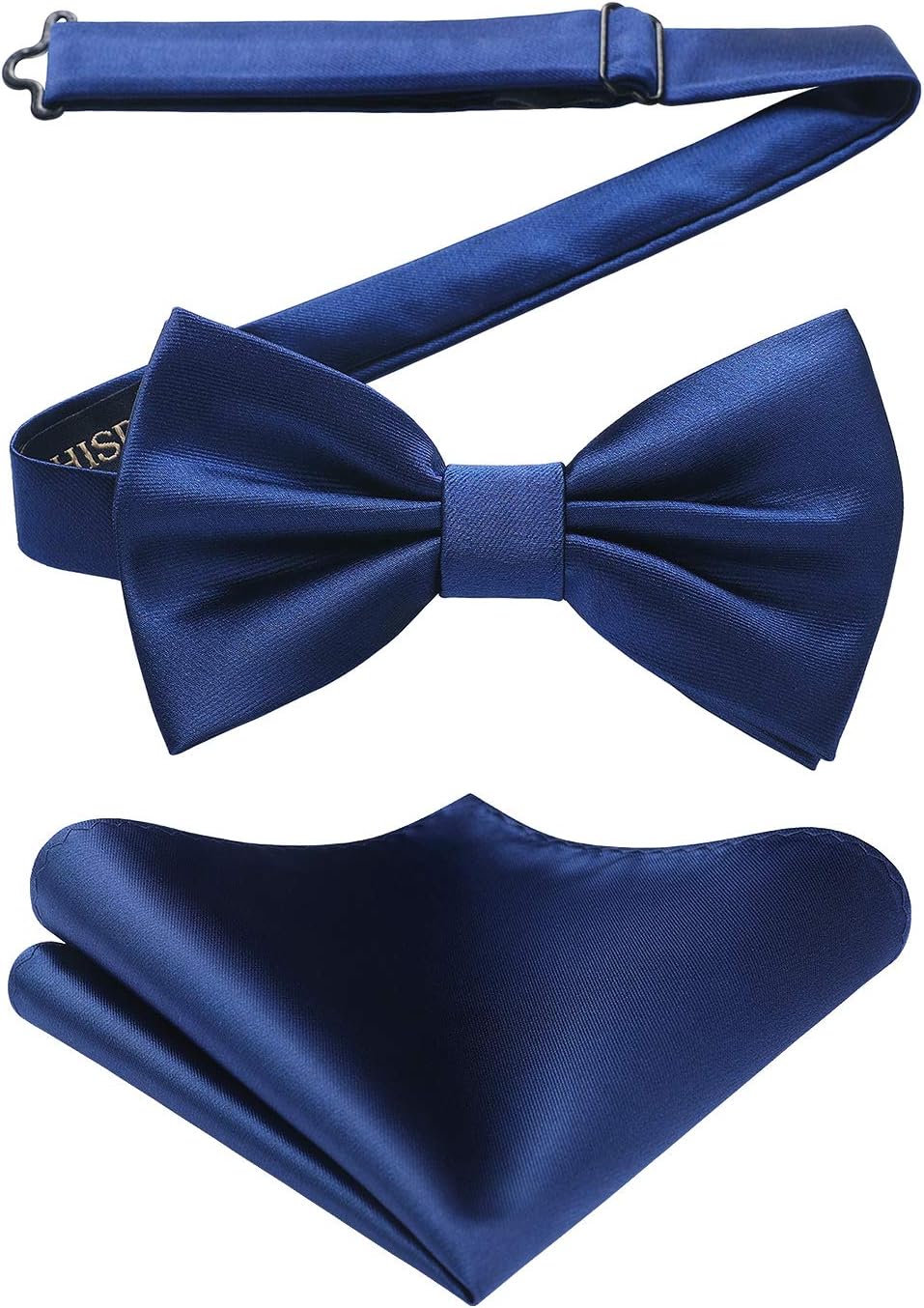 HISDERN Men's Solid Color Pre-tied Bow Tie Adjustable Tuxedo Two Layer Bow Tie a...