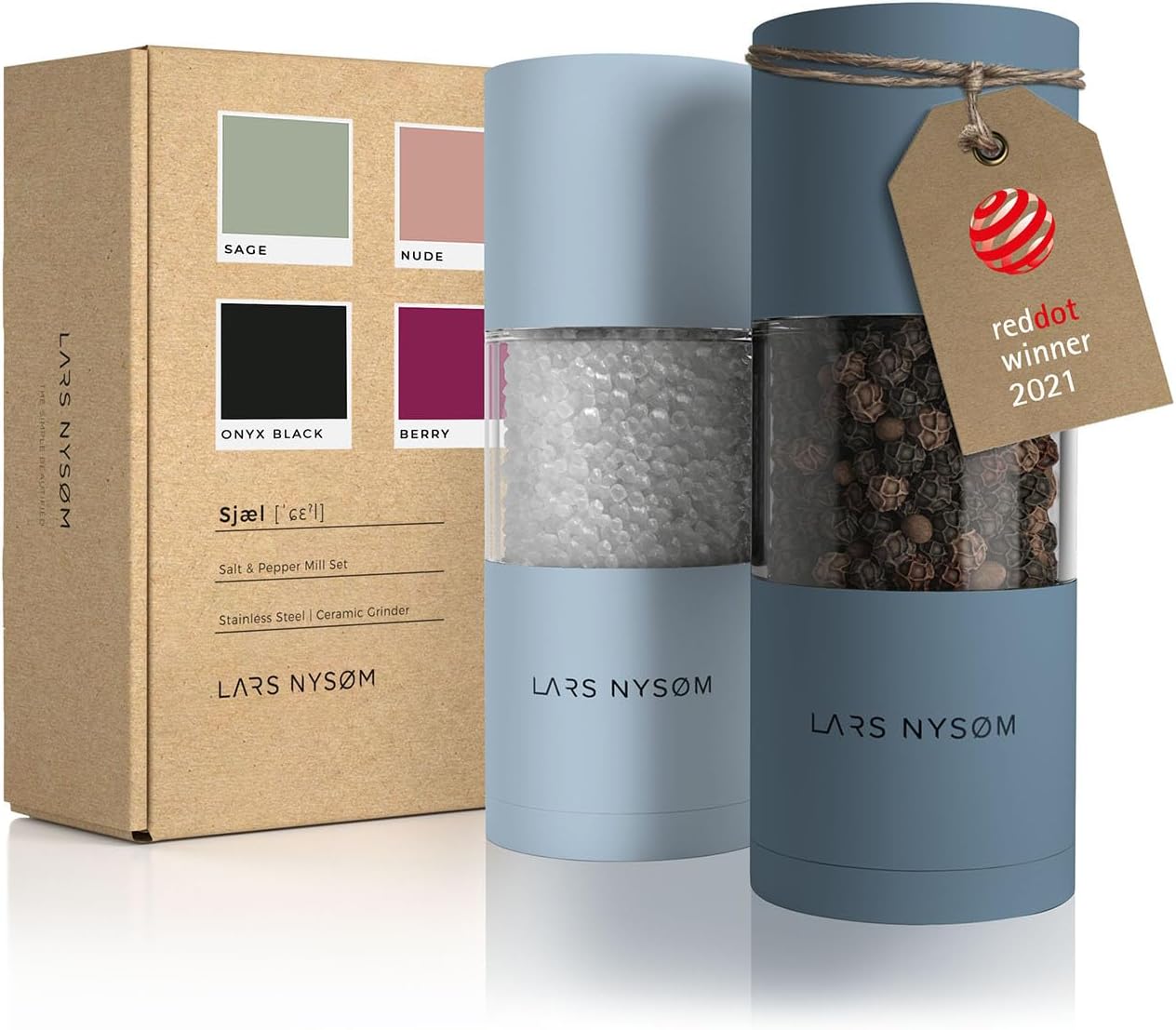 LARS NYSØM Salt and Pepper Grinder Set I Salt and Pepper Mills with Adjustable C...