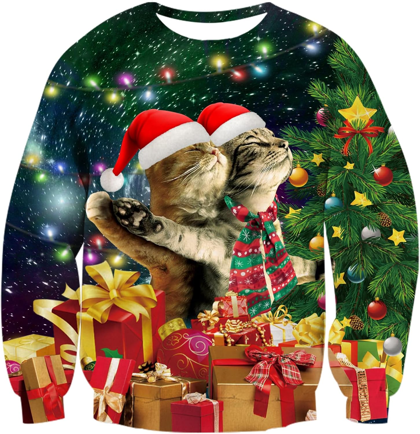 ALISISTER Ugly Christmas Jumper 3D Printed Xmas Pullover Sweatshirt Funny Long S...