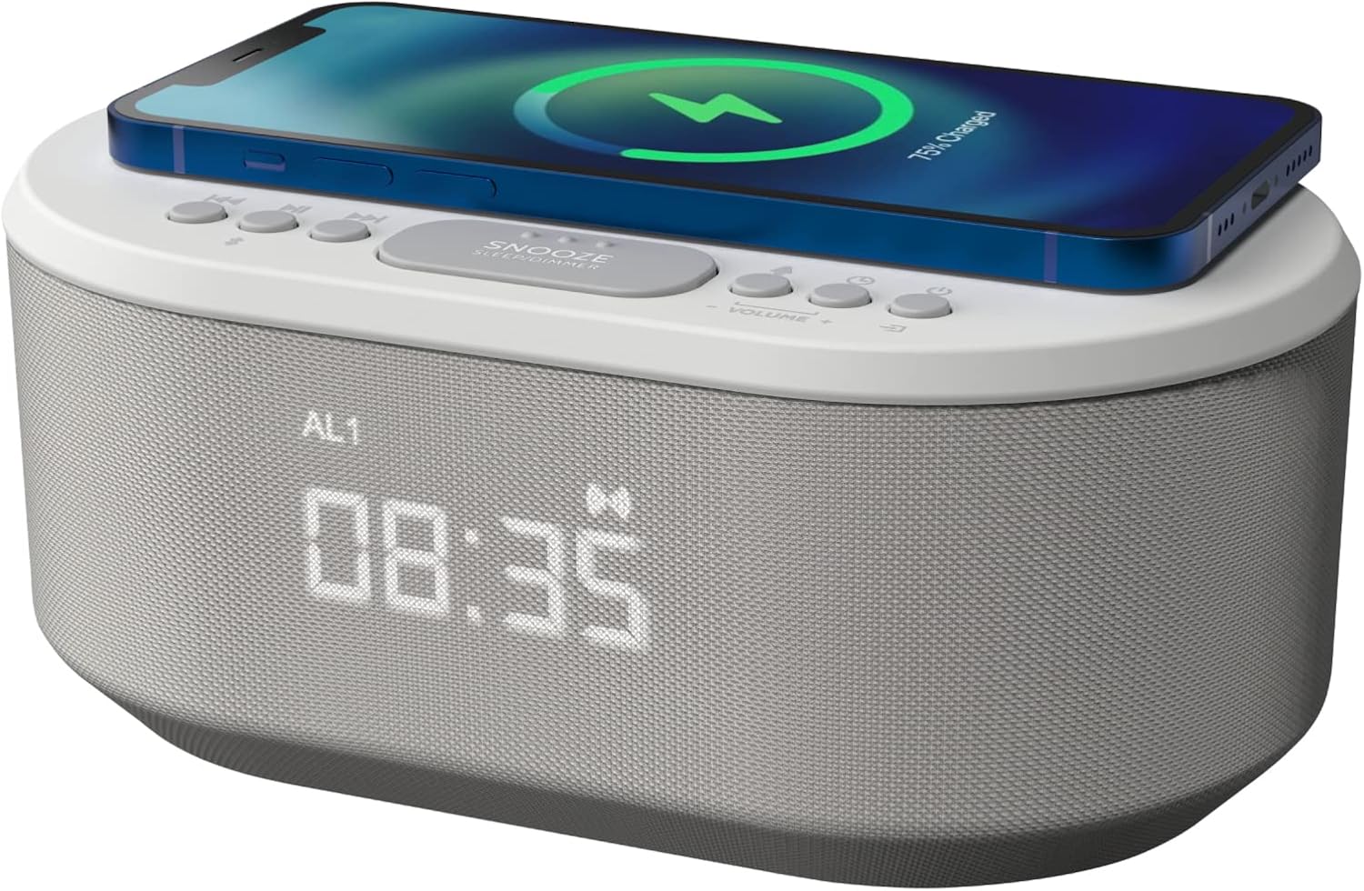 i-box Alarm Clocks Bedside, Alarm Clock with Wireless Charging, Bluetooth Speake...