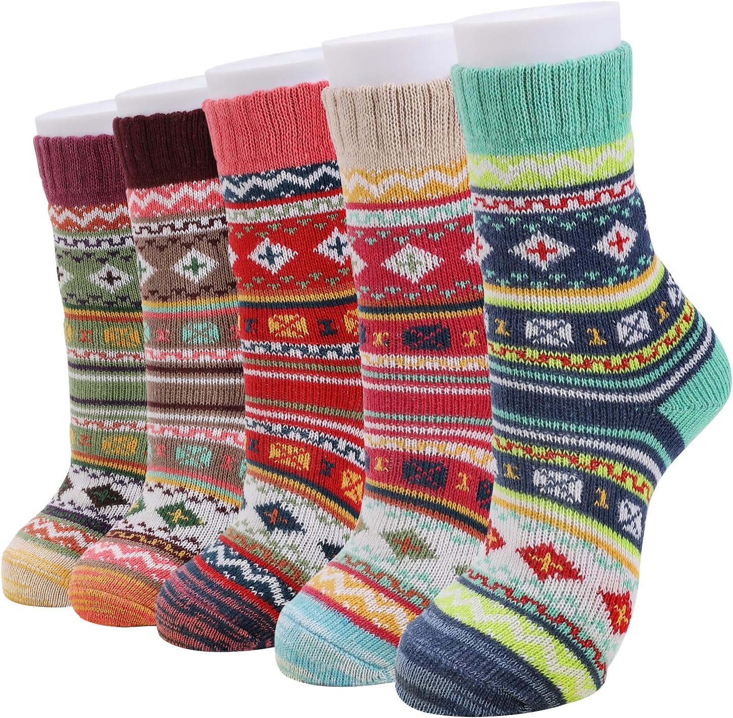 RnCop 5 Pairs Women Winter Socks, Thick Warm Thermal Wool Knitting Ladies Socks,...