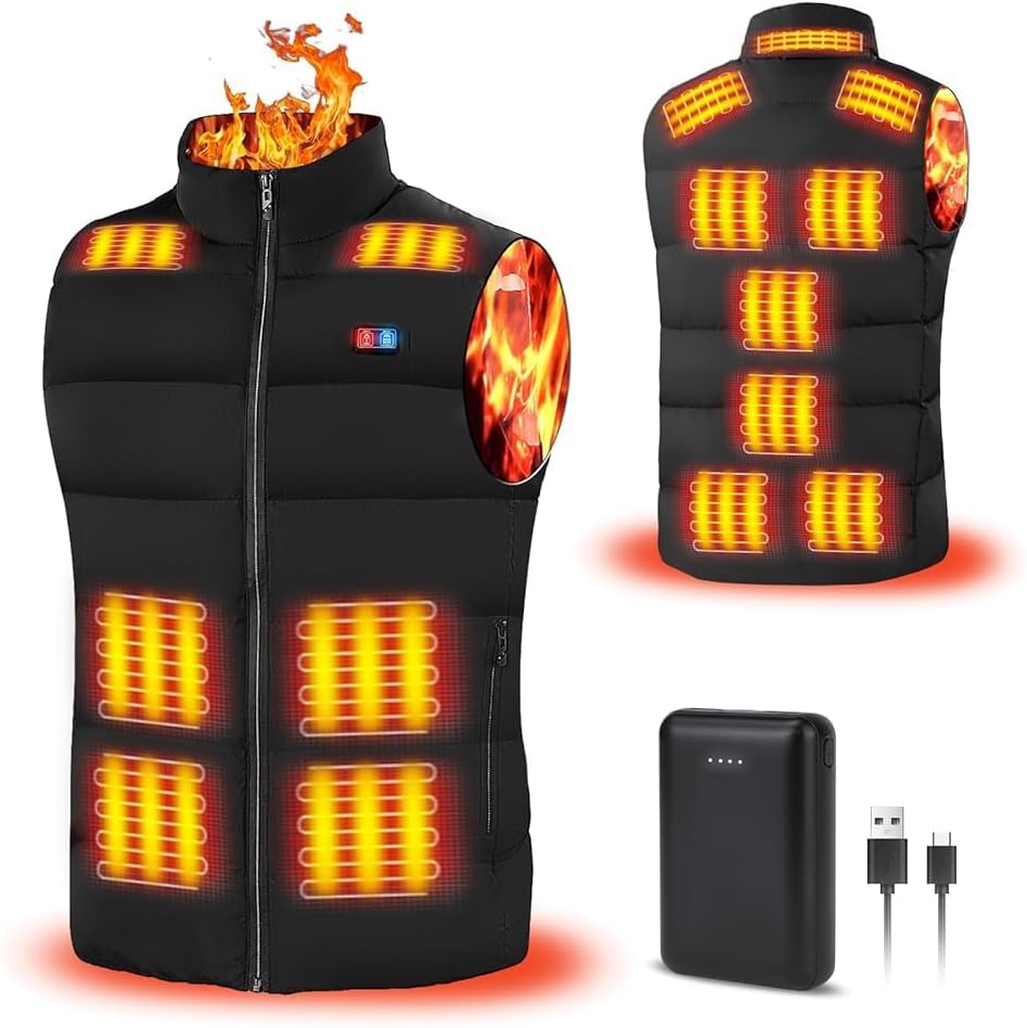 Rrtizan Heated Vest for Mens and Womens with Power Bank, Heated Gilet with 3 Tem...