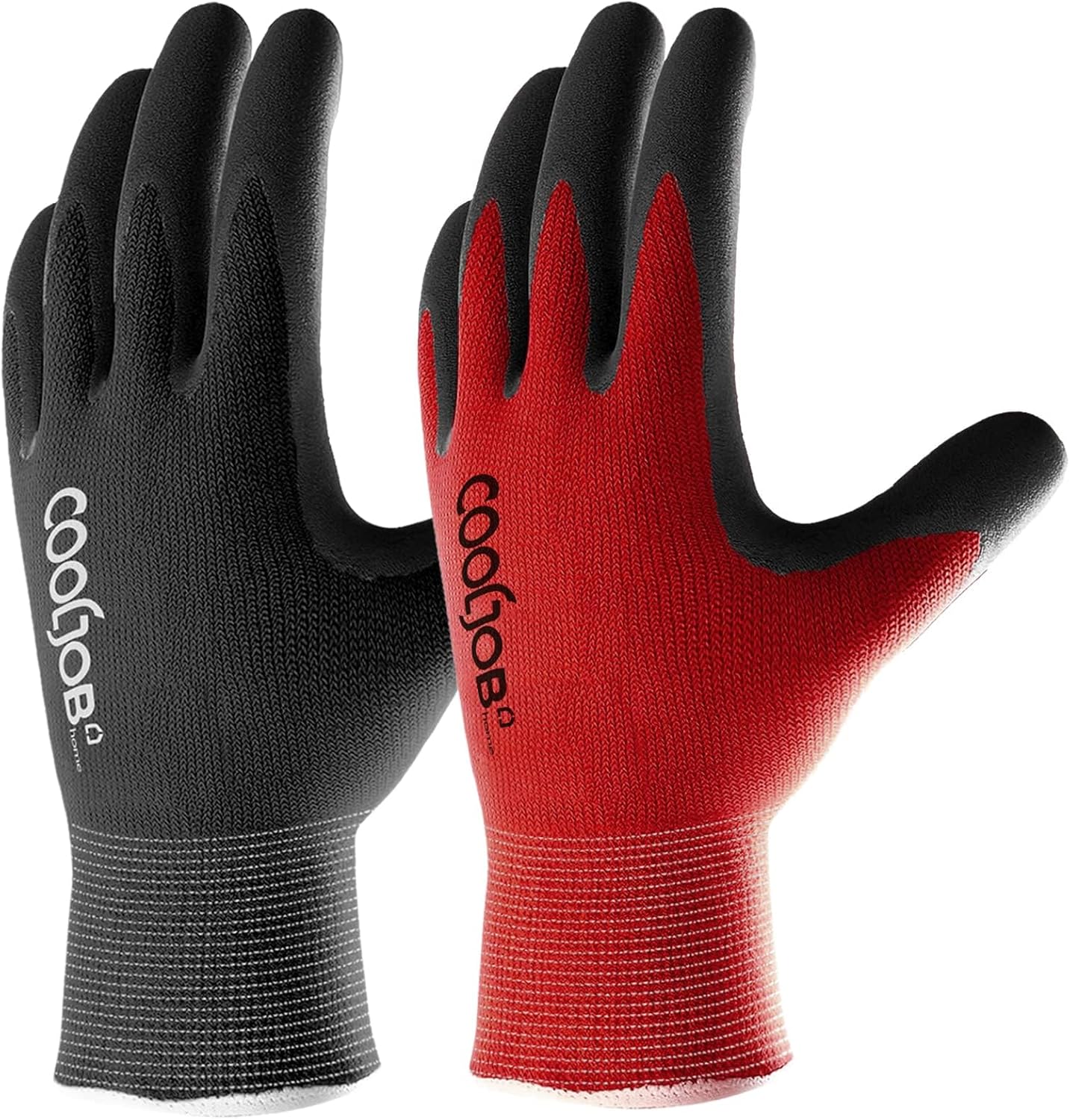 COOLJOB Work Gloves, 2 Pairs Gardening Gloves for Men, Breathable Rubber Coated...