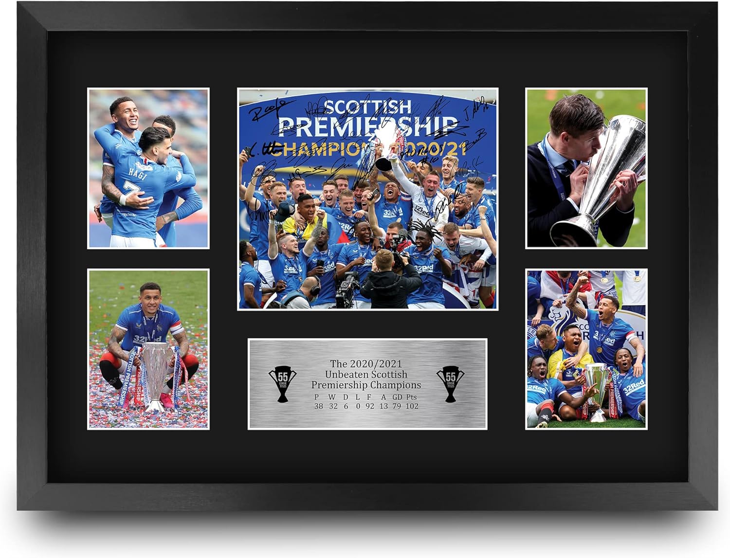 HWC Trading A3 FR Glasgow Rangers 55th Time Scottish Champions Display Signed Gi...