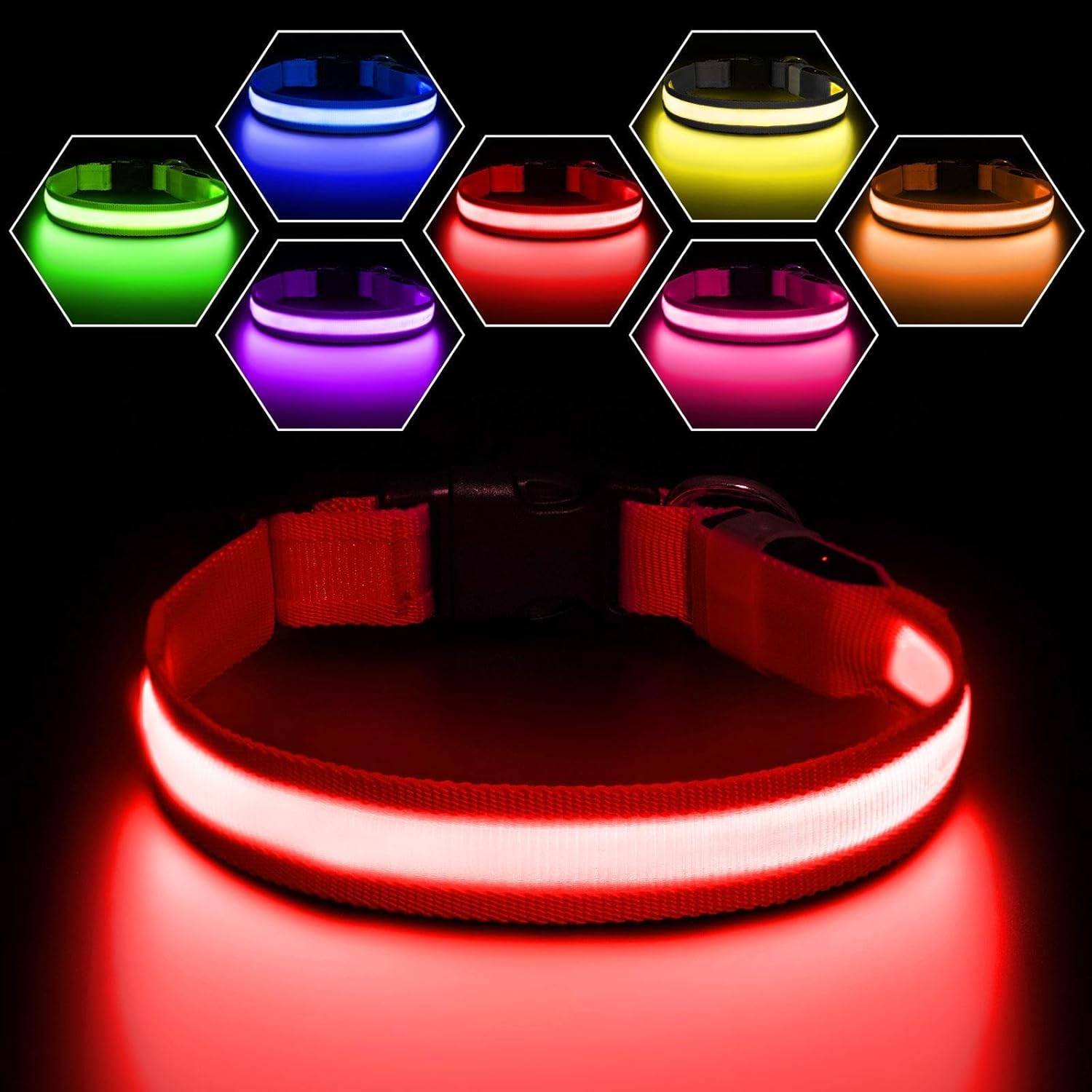 PcEoTllar Light Up Dog Collar, Dog Collar Light for Night, Rechargeable Flashing...