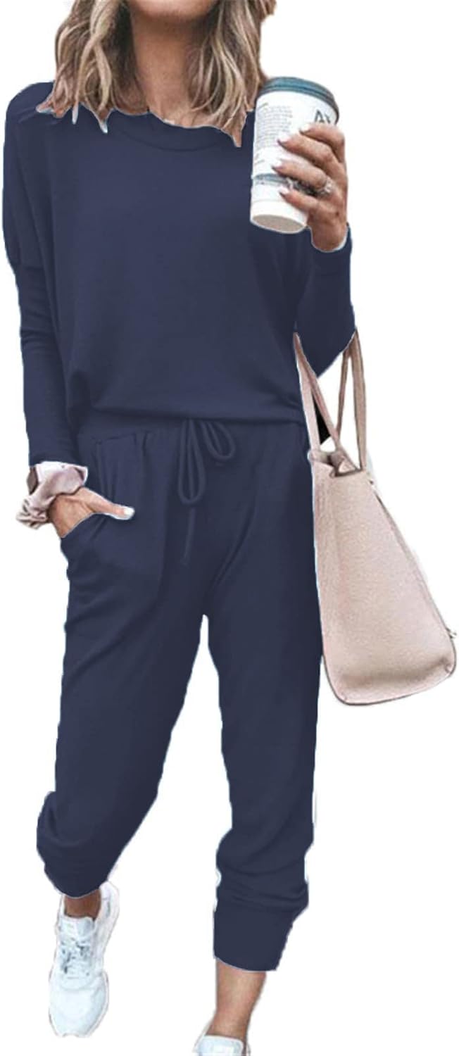 SotRong Women's 2 Piece Long Sleeve Tracksuit Loungewear Set Plus Size Crew Neck...
