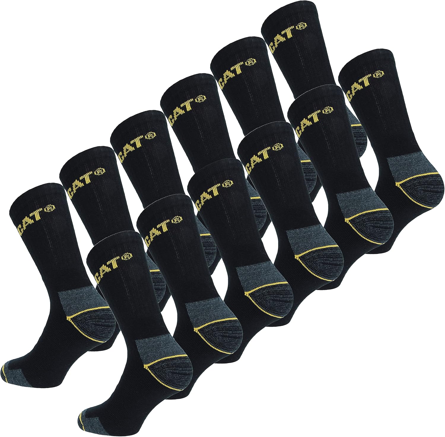 Caterpillar Men's Real Work Socks 6-11 12 Pairs Black