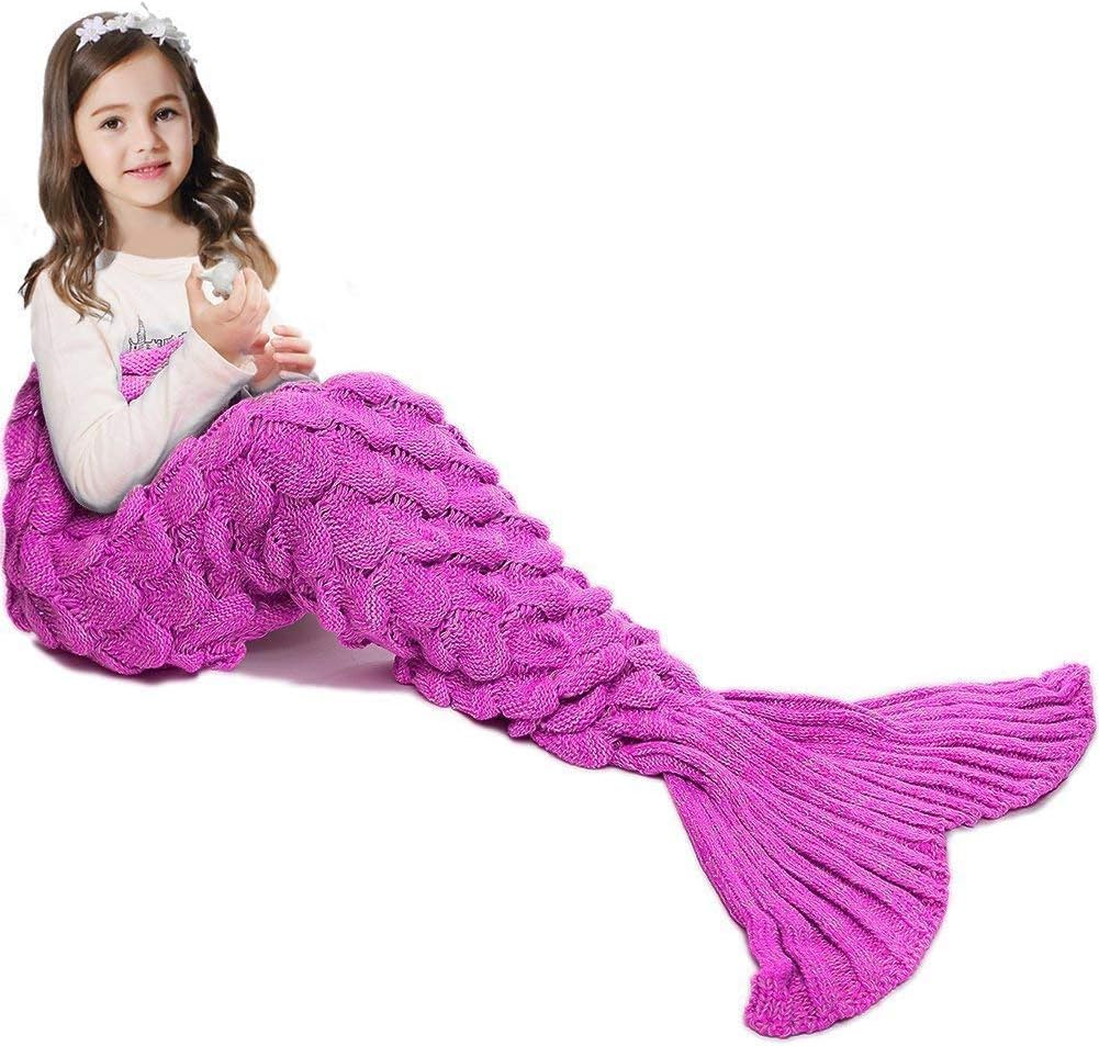 Jr.Hagrid Mermaid Tail Blanket for Girls,Mermaid Sleeping Bag for Kids, Handmade...