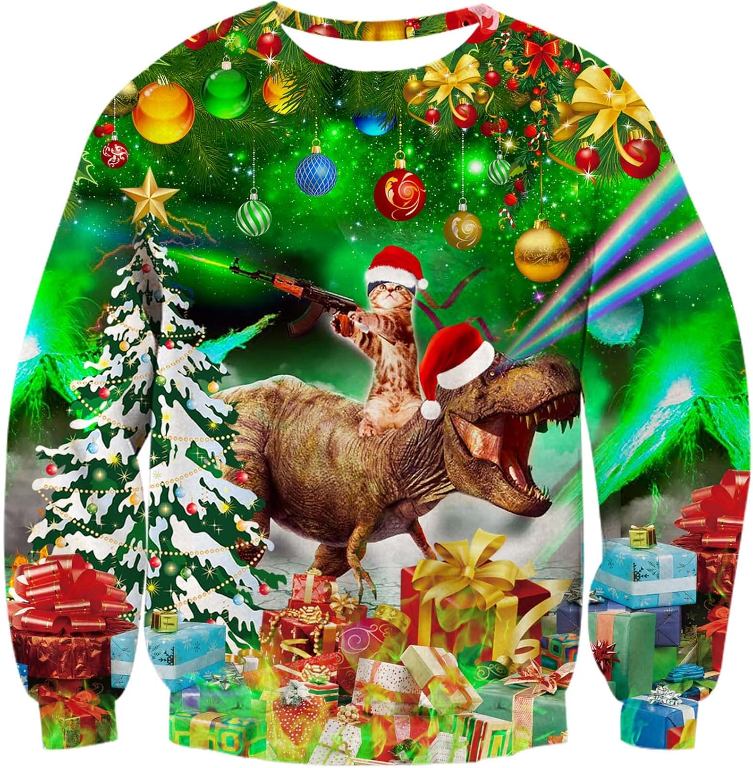 ALISISTER Ugly Christmas Jumper 3D Printed Xmas Pullover Sweatshirt Funny Long S...