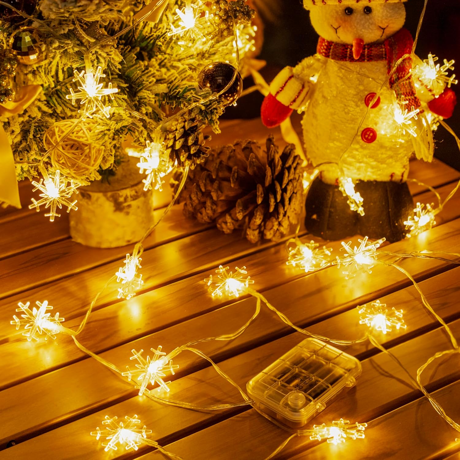 ZeMu Christmas Fairy Lights Battery Operated, 5m 40 LED Snowflake String Lights...