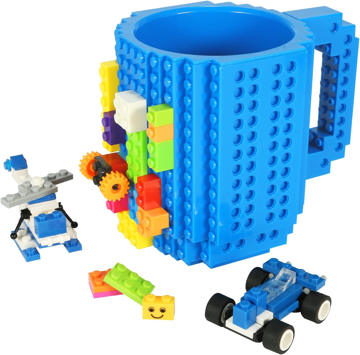 Lumsburry Build-on Brick Coffee Mug, Funny DIY Novelty Cup with Building Blocks...