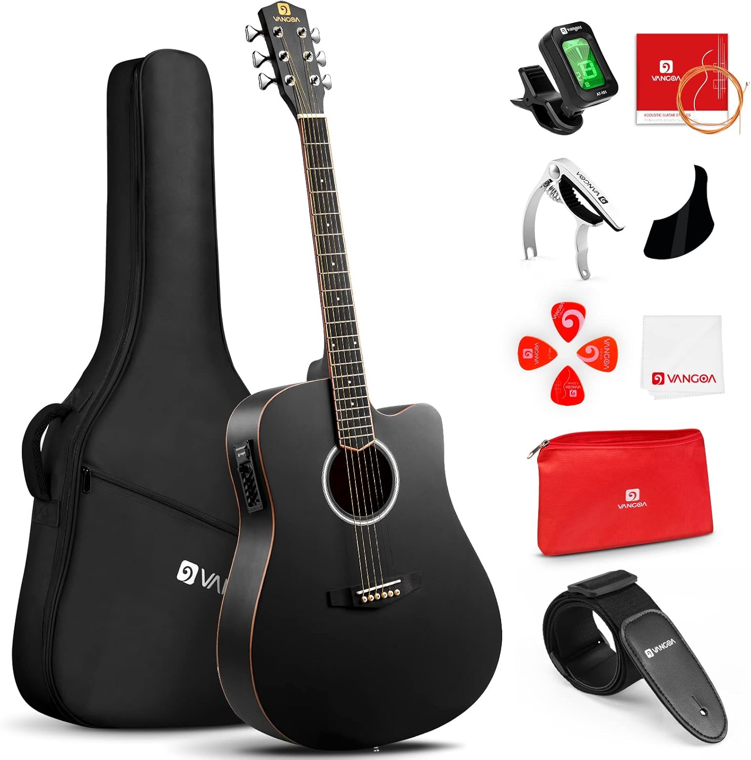 Vangoa Electric Acoustic Guitar 41 Inches 4 Band EQ Cutaway Full Size Electro-ac...