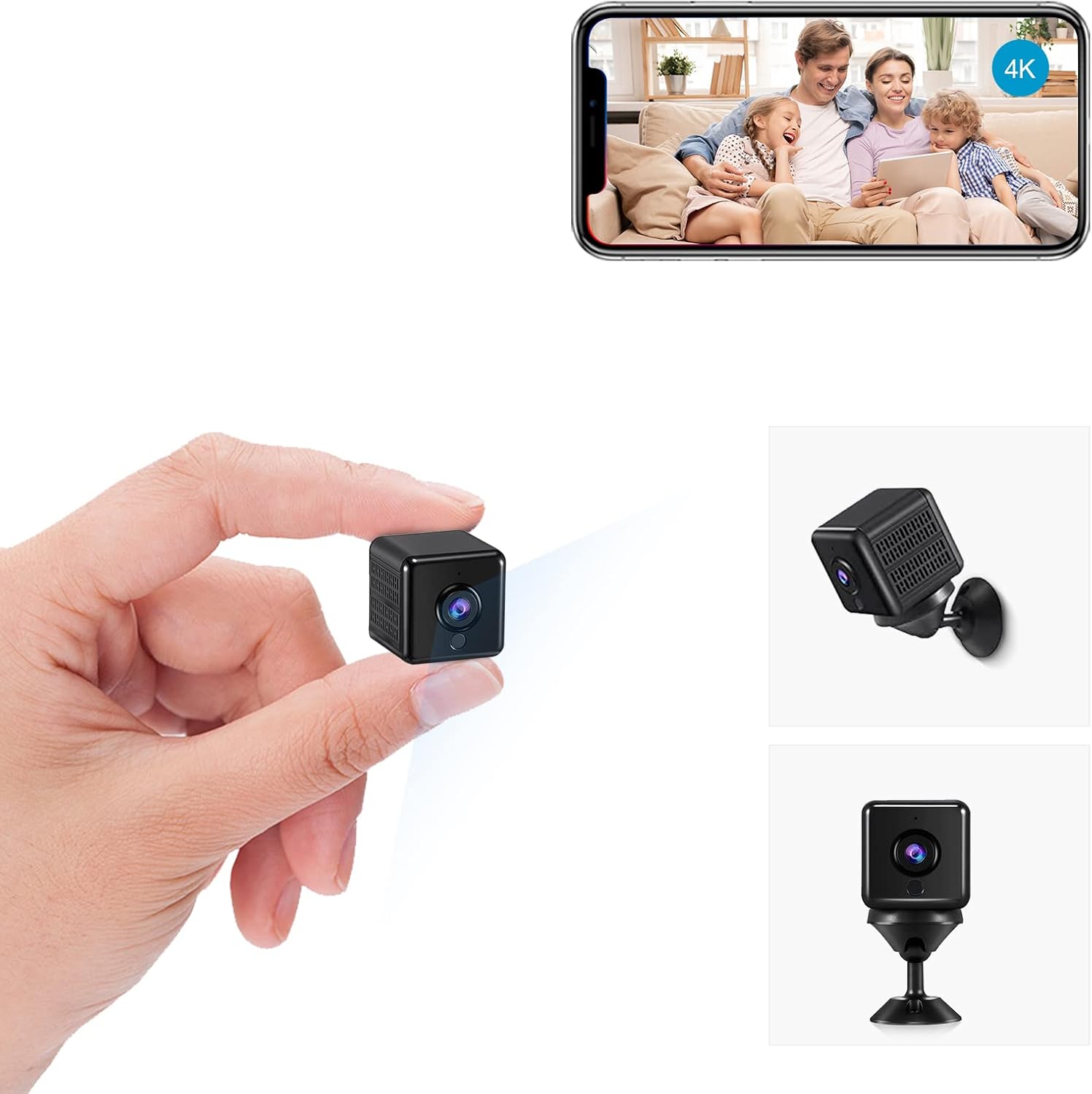 Mini Camera for Home 4K HD Indoor Battery Mini Cameras Wireless WiFi Security Ca...