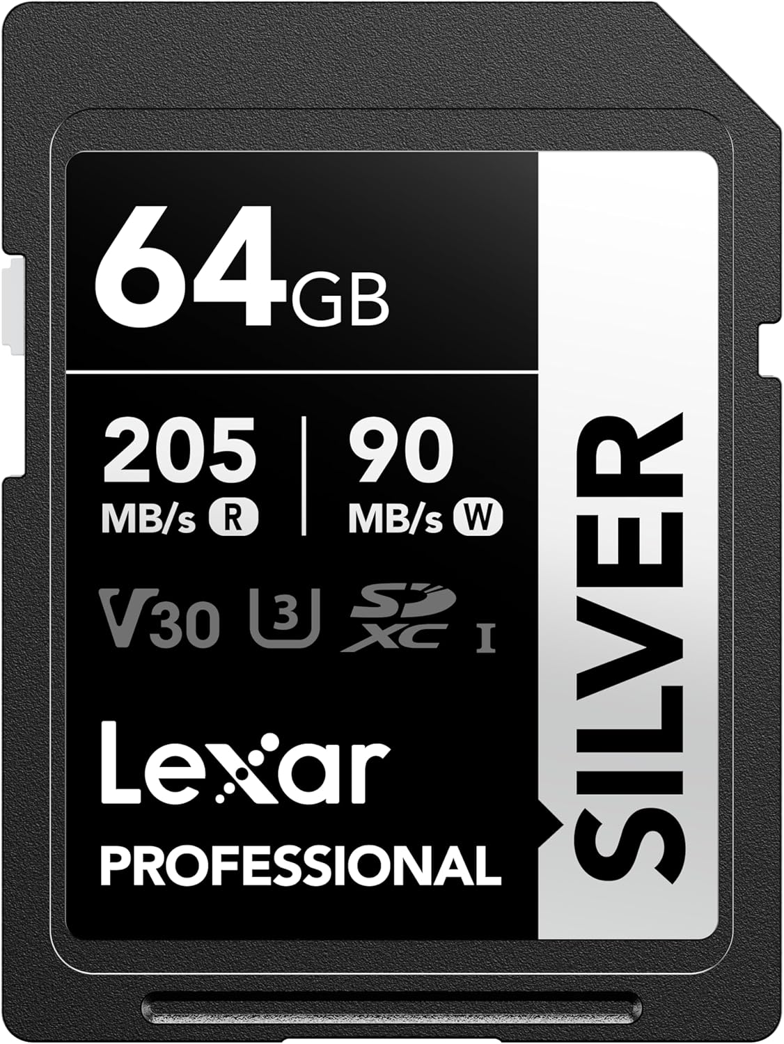 Lexar 64GB SD Card SILVER, Up to 205MB/s Read, 90MB/s Write, SDXC UHS-I Memory C...