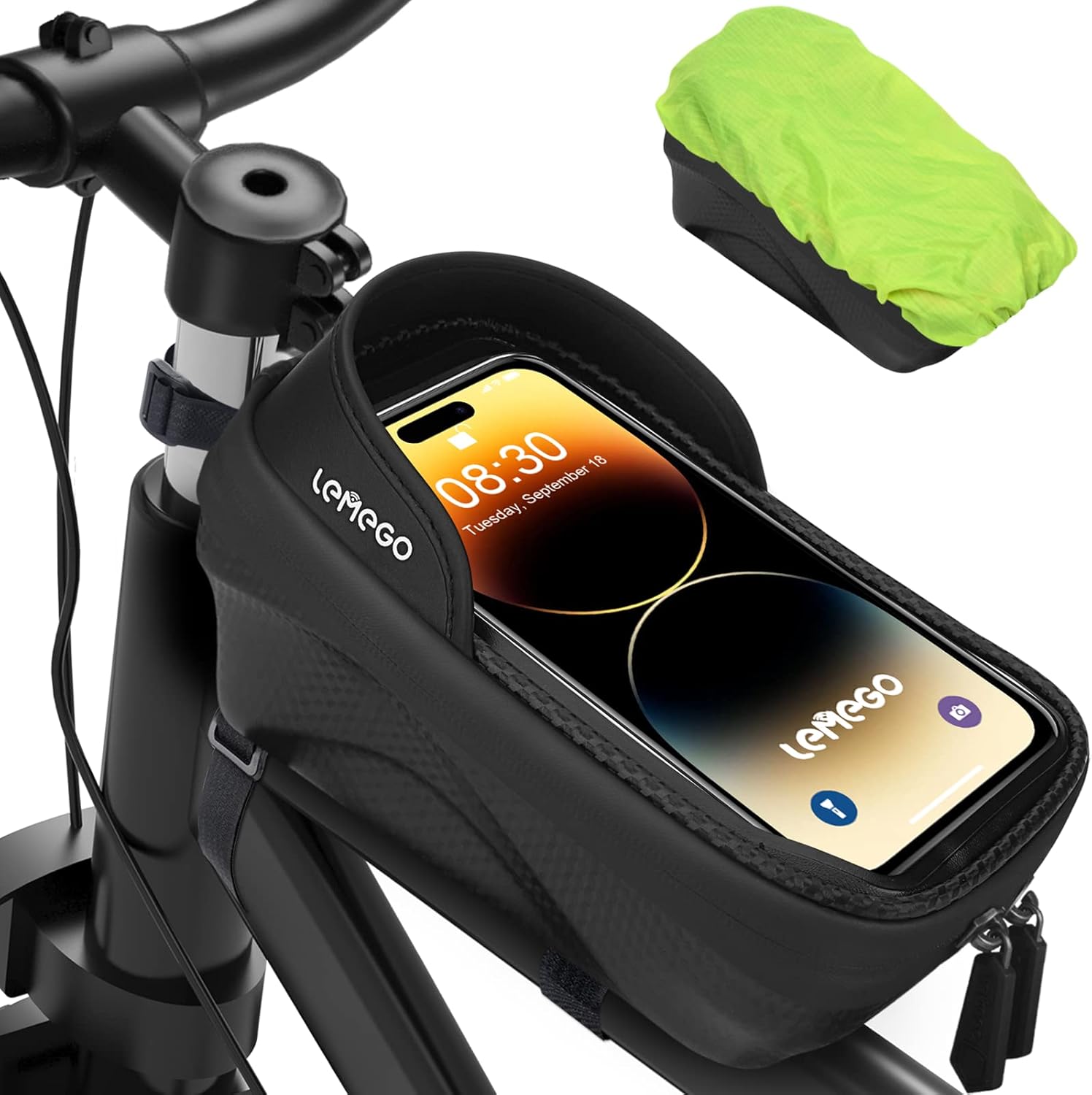 LEMEGO Bike Phone Bag Waterproof, 2024 Newest Non-Deformation Bike Frame Bag for...