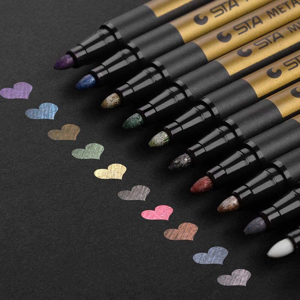 Premium Metallic Marker Pens, DealKits Set of 10 Assorted Colors Paint Pen for S...