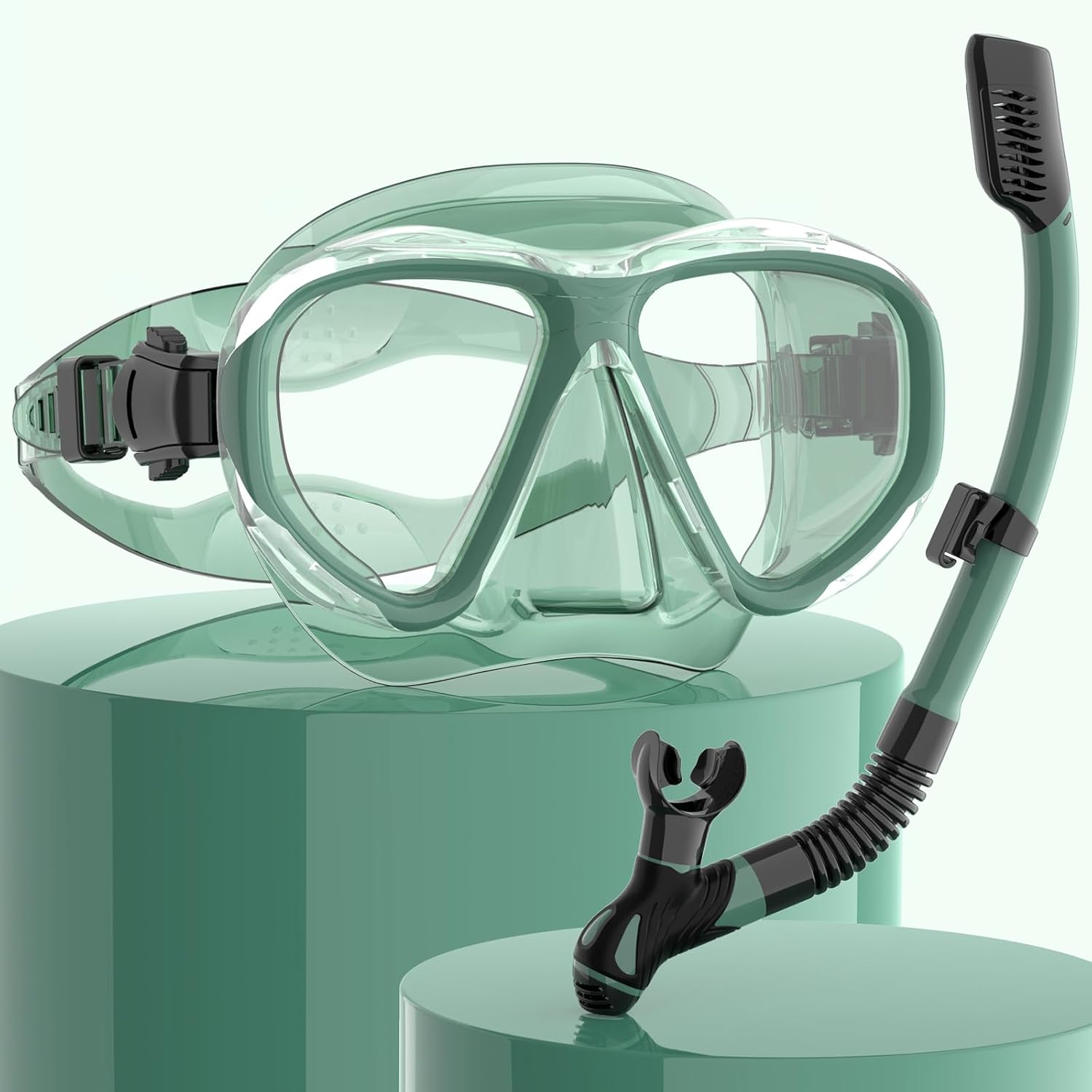 Findway Snorkel Mask, Dry Snorkel Set Adults, Tempered Glass Snorkeling Diving M...