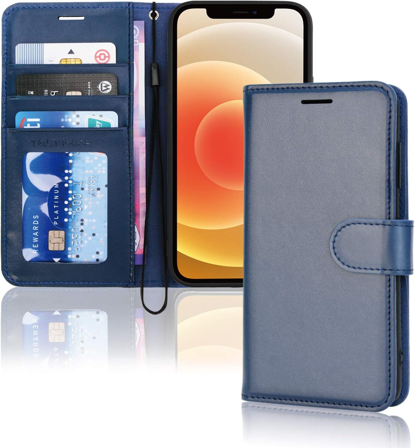 TECHGEAR iPhone 12 / iPhone 12 Pro Leather Wallet Case, Flip Protective Case Cov...