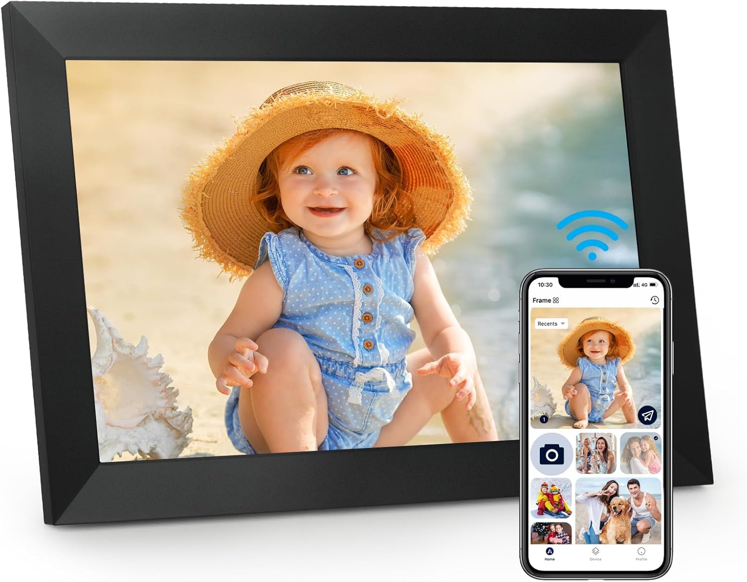 Funcare Digital Photo Frame 10.1 Inch, 1280 * 800 HD IPS Touch Screen Wifi Digit...