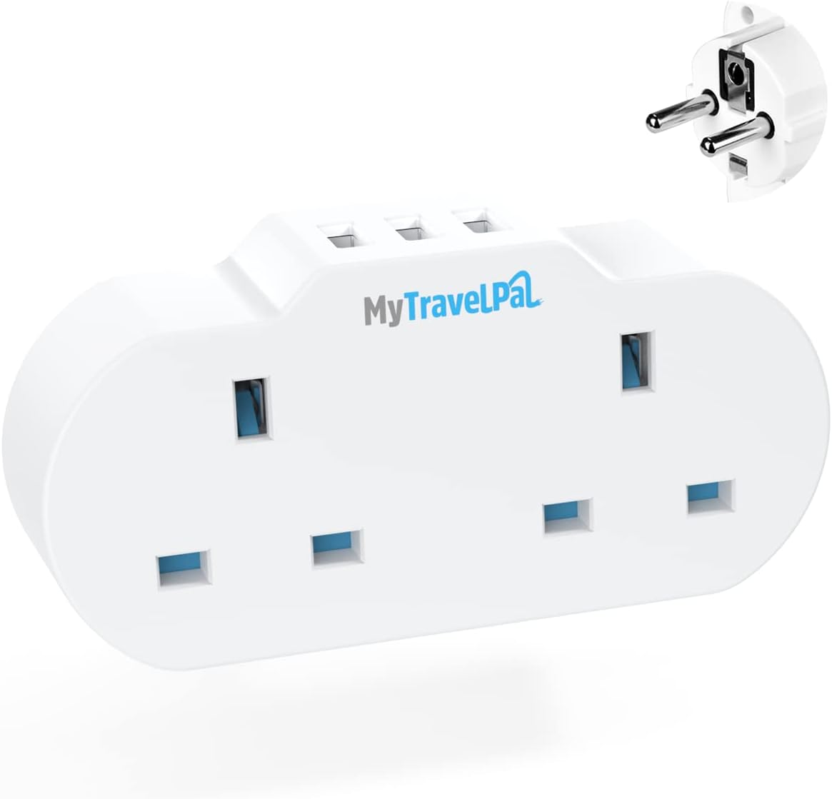 MyTravelPal UK to Europe Travel Adapter With USB | 2 Way European Travel Adaptor...