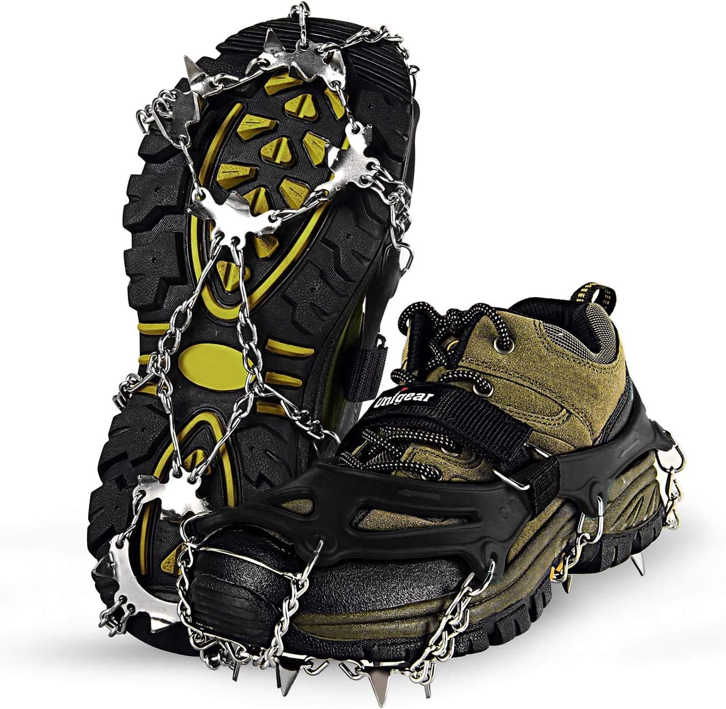 Unigear Crampons for Hiking Boots, Ice Snow Grips Snow Spikes Ice Cleats Tractio...
