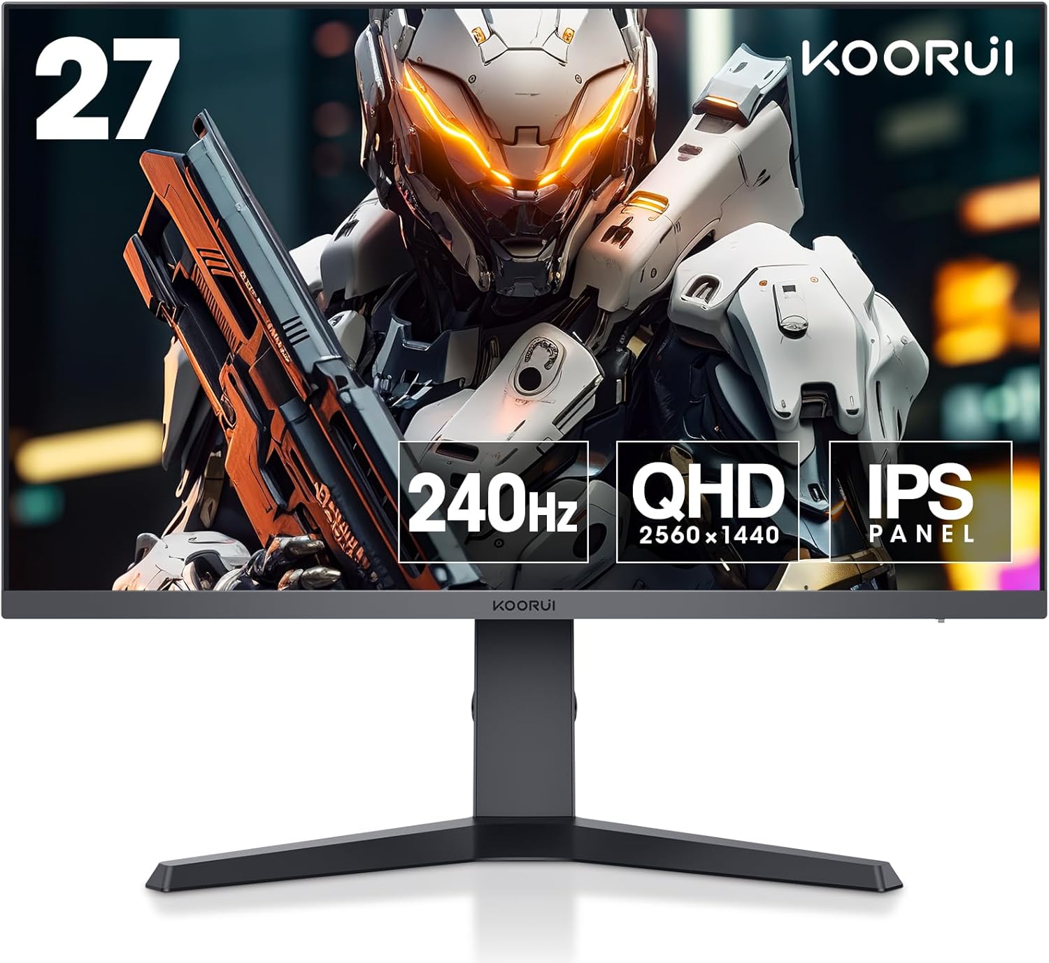 KOORUI 27 Inch Gaming Monitor 240Hz QHD(2560 ×1440) IPS Computer Monitors, 1ms,...