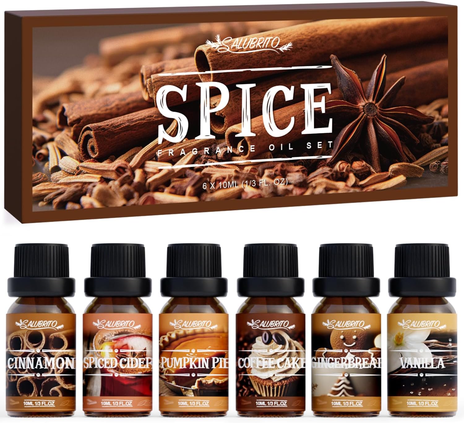 SALUBRITO Spice Essential Oils Set, Autumn Fragrance Oils for Diffuser for Home,...