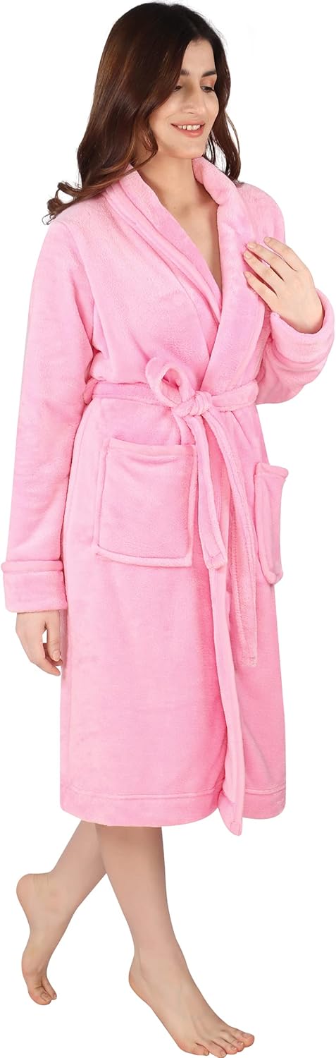 NY Threads Luxury Women’s Dressing Gown Super Soft Fleece Bath Robe Cozy Shawl C...