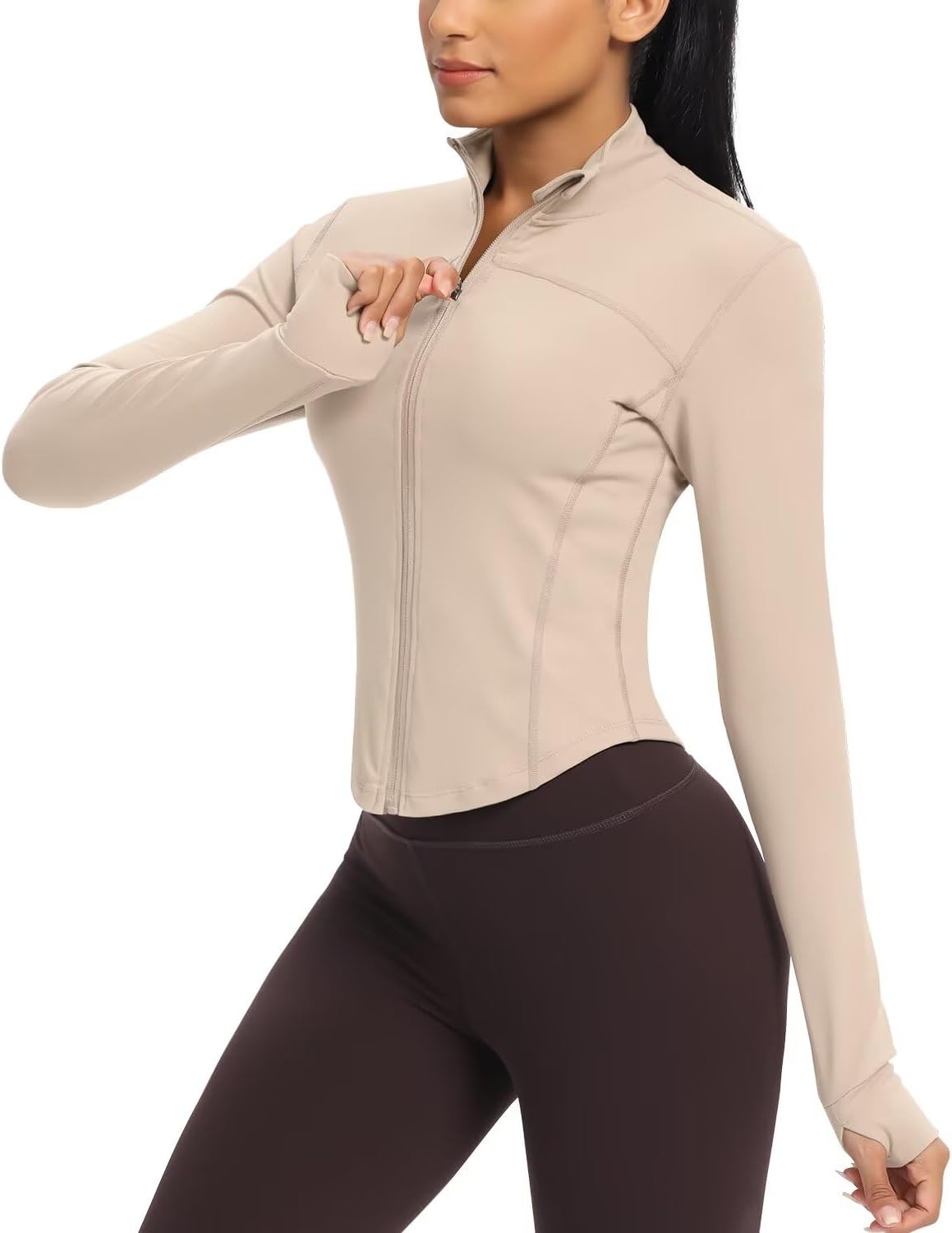 QUEENIEKE Women's Cropped Running Jackets - Zip Up Lightweight Athletic Yoga Gym...
