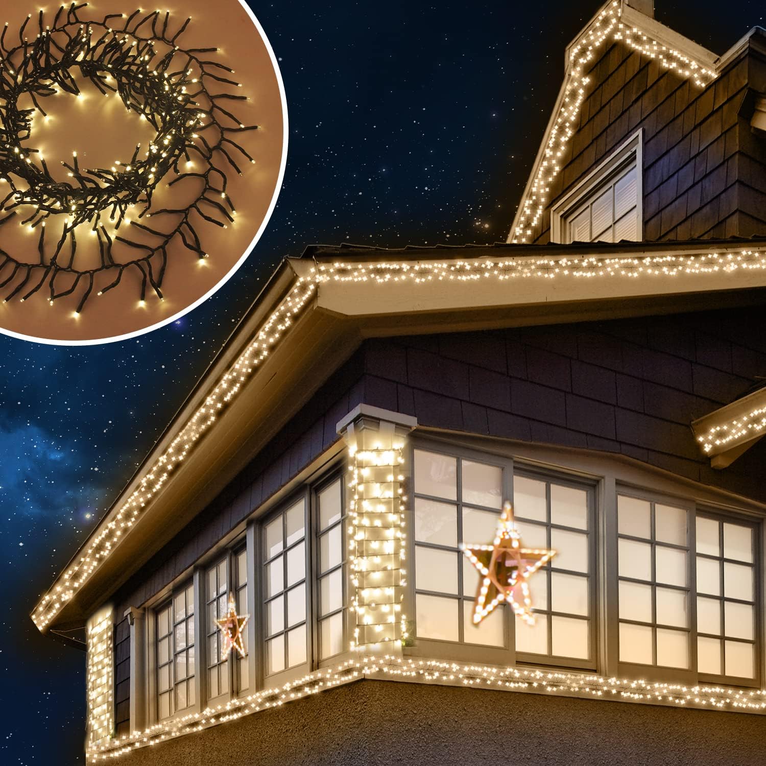 ANSIO® Christmas Lights 720 LED 9m/29ft Cluster Christmas Tree Lights for Indoor...