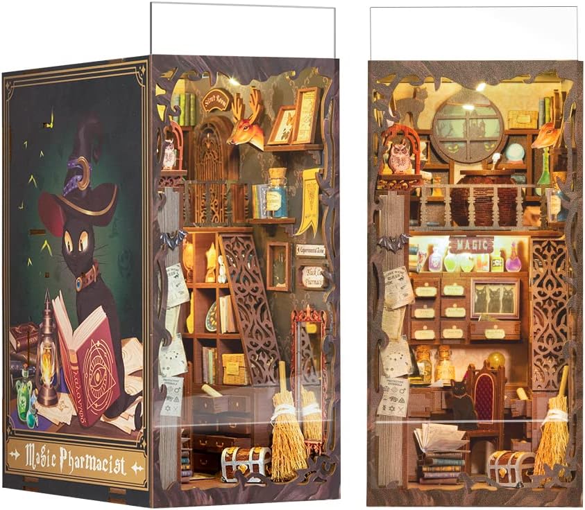 CUTEBEE Book Nook Kit , DIY Miniature Dollhouse Booknook Kits for Adults,3D Puzz...
