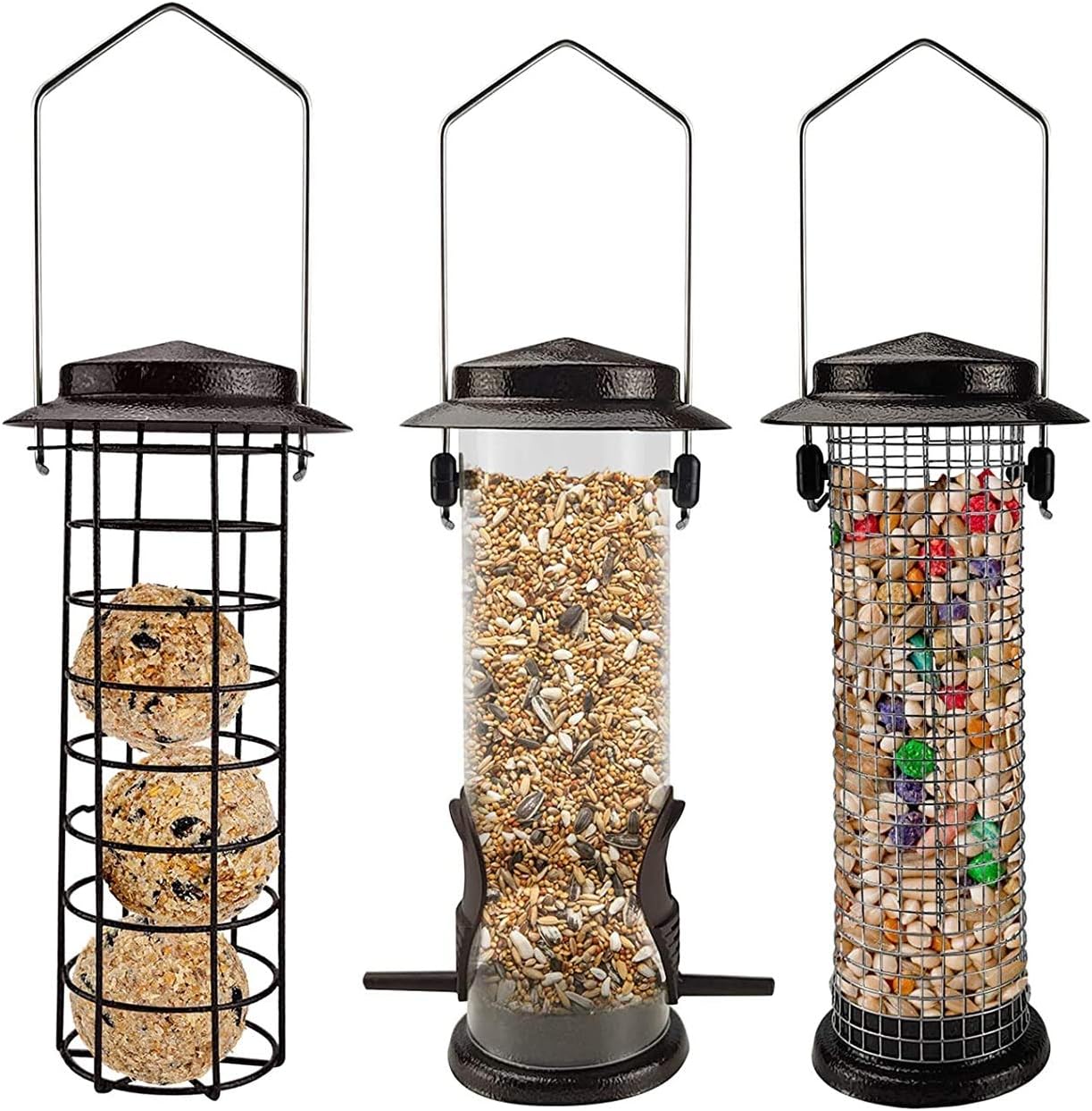 Urban Deco Metal Bird Feeders Hanging Station Fat Ball Bird Feeder Mesh Squirrel...
